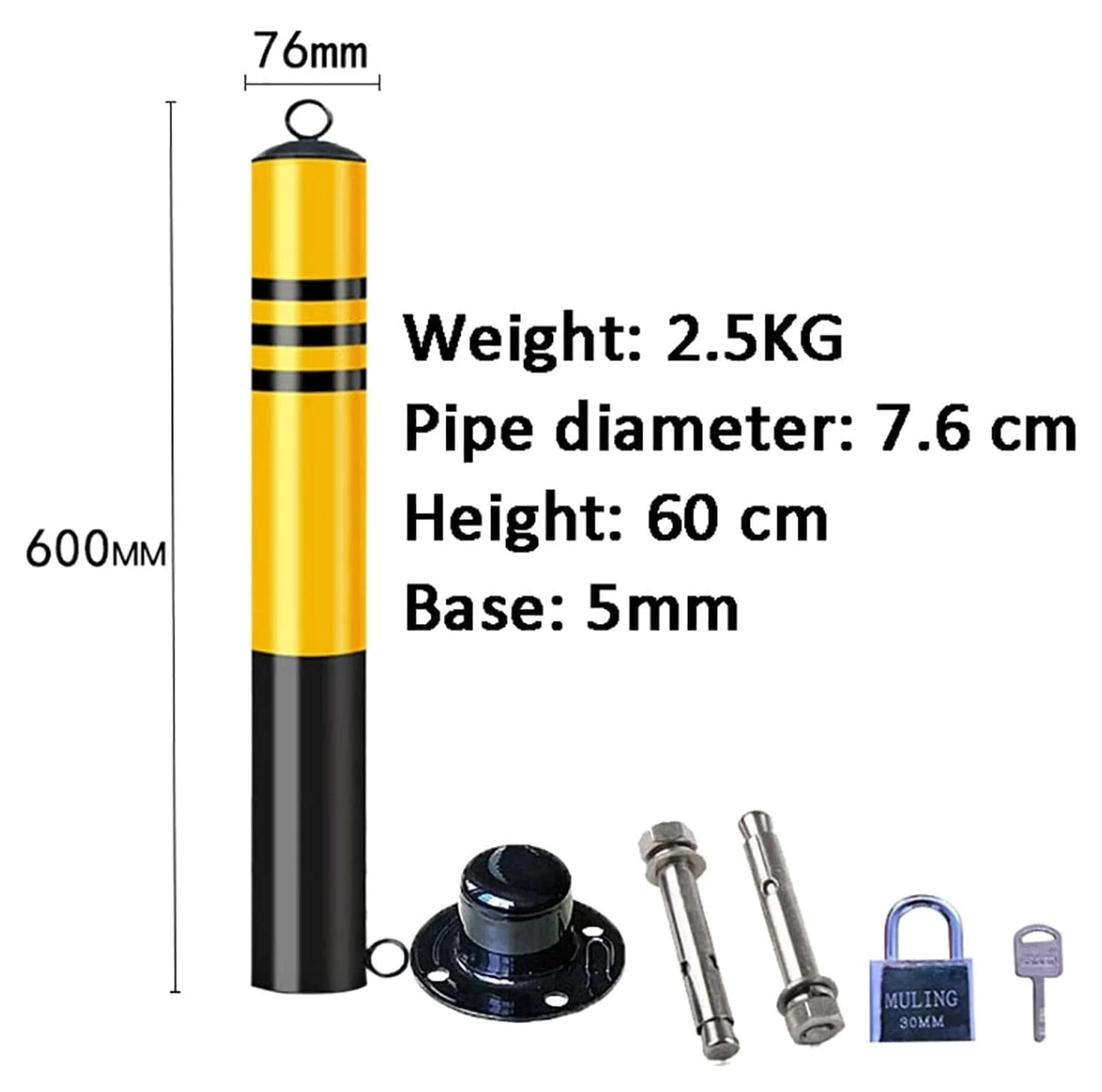 Paletti di Sicurezza per vialetti d'accesso e Set di Catene in plastica da 5 m, paletti di parcheggio con Anello di Sospensione e Nastro Riflettente, Base Mobile