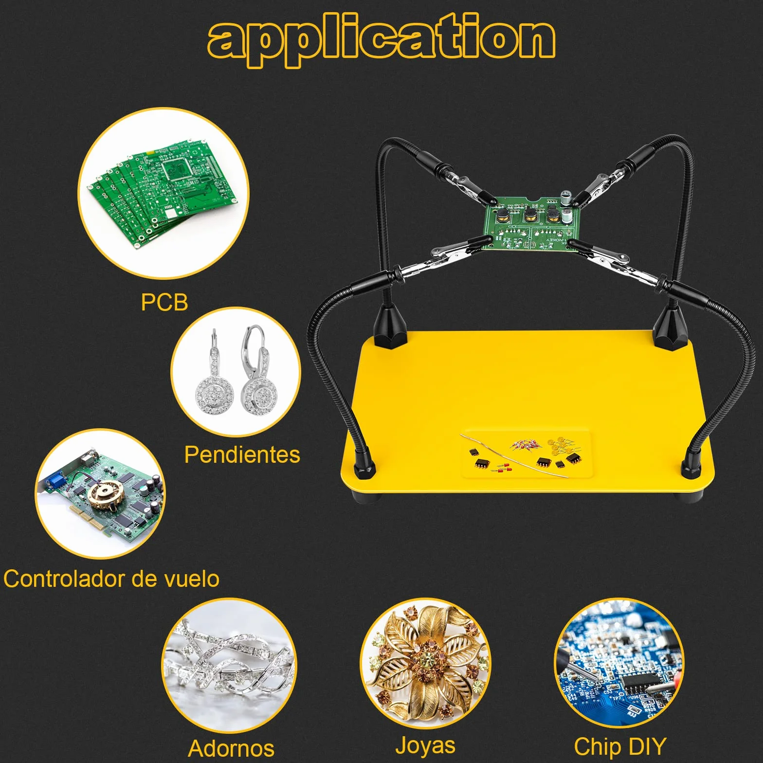 Terza mano saldatura, accessori modellismo, strumento di supporto per PCB per saldatura tonhui, quattro bracci, helping hands fai da te, hobby, officina
