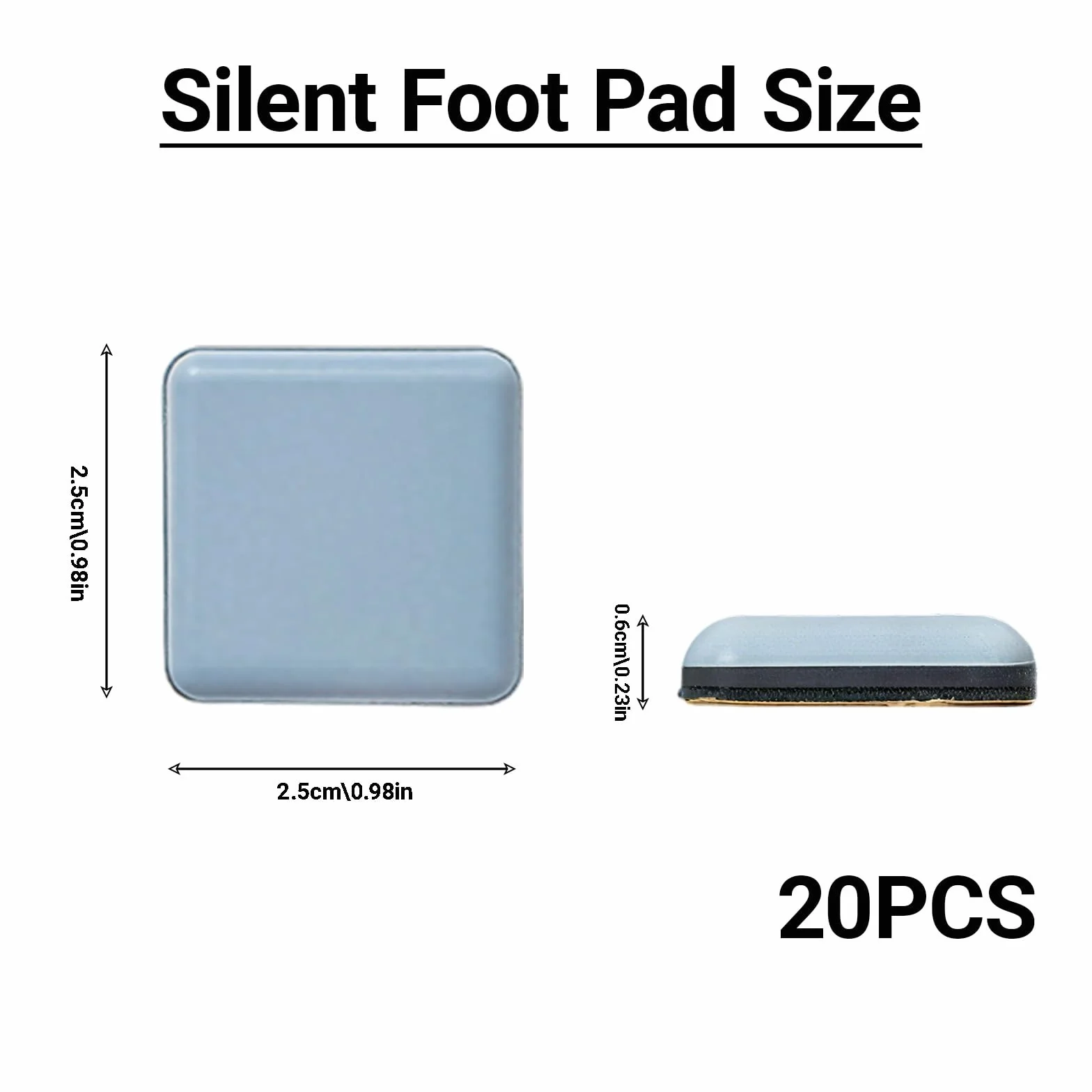 Scivoli Autoadesivi in PTFE per Mobili 20x20mm, Protezioni Pavimento Piastrelle Laminato, 20 Pezzi