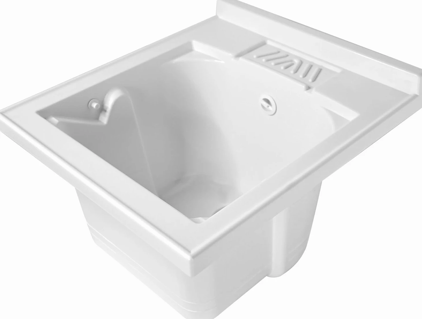 Lavatoio Lavapanni in Resina PP, Bianco, 45x50 Ideale per Ricambio o Installazione su Mobile o Piano da appoggio in Lavanderia o Cucina Incluso di Kit Sifoneria