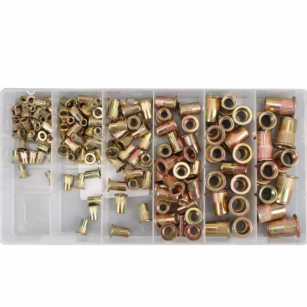 CCLIFE 150 Pezzi Dado filettato per rivetto acciaio carbonio M3 M4 M5 M6 M8 M10