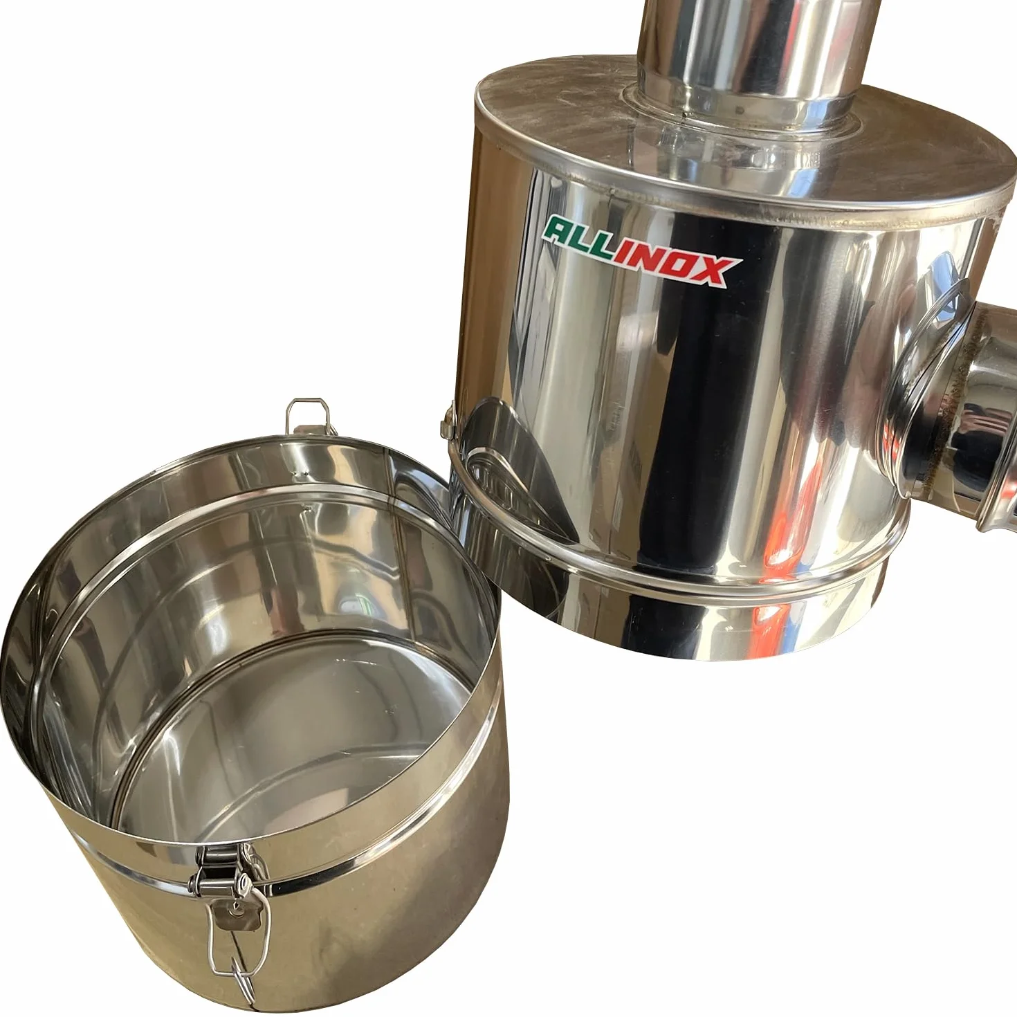 ALLINOX Kit Abbattitore di Fuliggine Ad Acqua Per Stufa a Pellet Filtrazione Efficace Riduzione Fumo e Polveri Sottili MADE IN ITALY (DN 100)