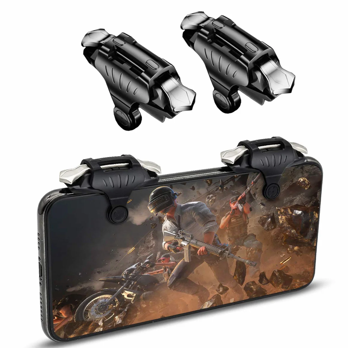 Newseego Trigger di Gioco Mobili PUBG, Controller Sensible per Smartphone L1R1 Pulsante di Gioco di Shoot&Aim Accessori di Telefono per Knives Out/PUBG/Rules of Survival per Android e iOS(1 Paio)-Nero