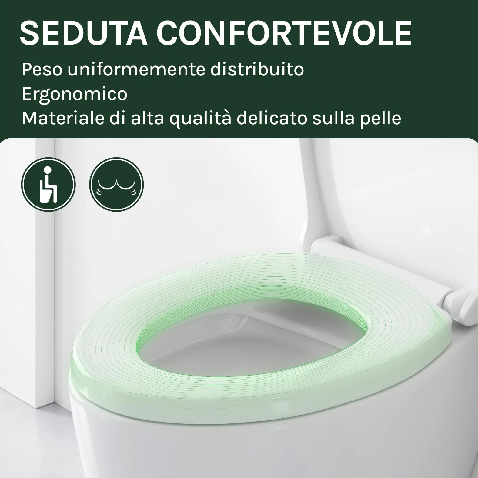 WOLTU Copriwater Sedile WC Universale Coperchio con Chiusura Ammortizzata Soft Close Toilet Seat Bagno in Plastica Bianco a Forma di O