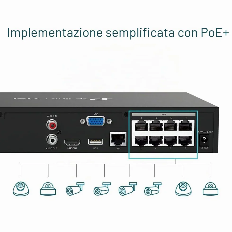 TP-Link Vigi Nvr1008H-8mp V1 - Nvr - 8 Canali