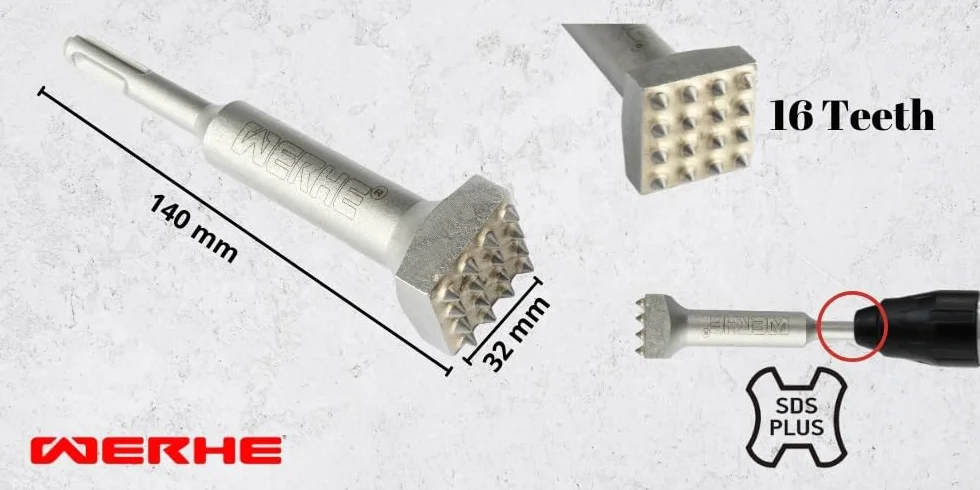 Scalpello a punte SDS PLUS 16 denti 140 mm do betonu i kamienia WERHE