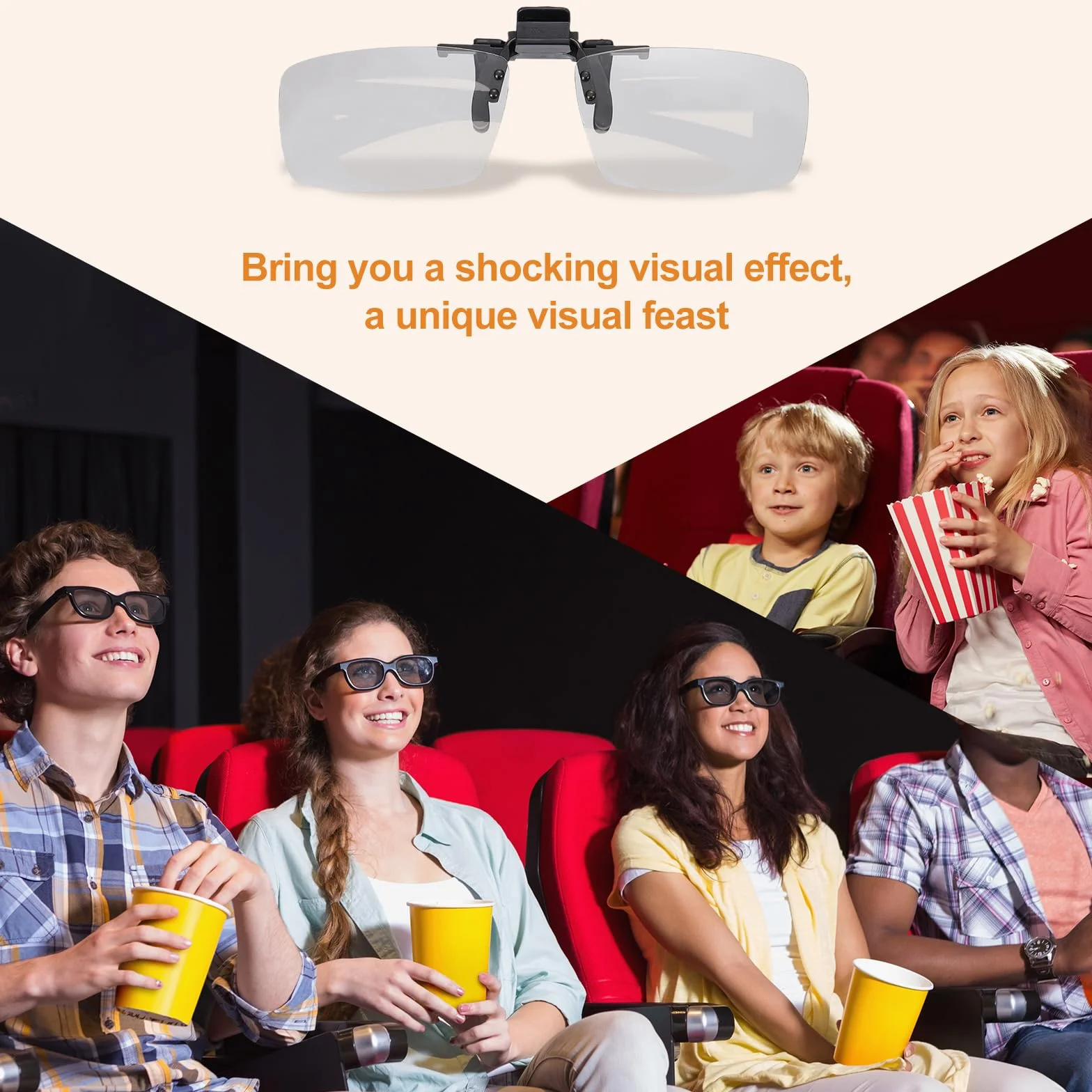 QUARKZMAN 2 Pezzi Occhiali 3D Clip-On Polarizzati, Occhiali 3D Passivi A Cornice Circolare Per Film Anaglifici Cinema Giochi TV Fotoproiettore