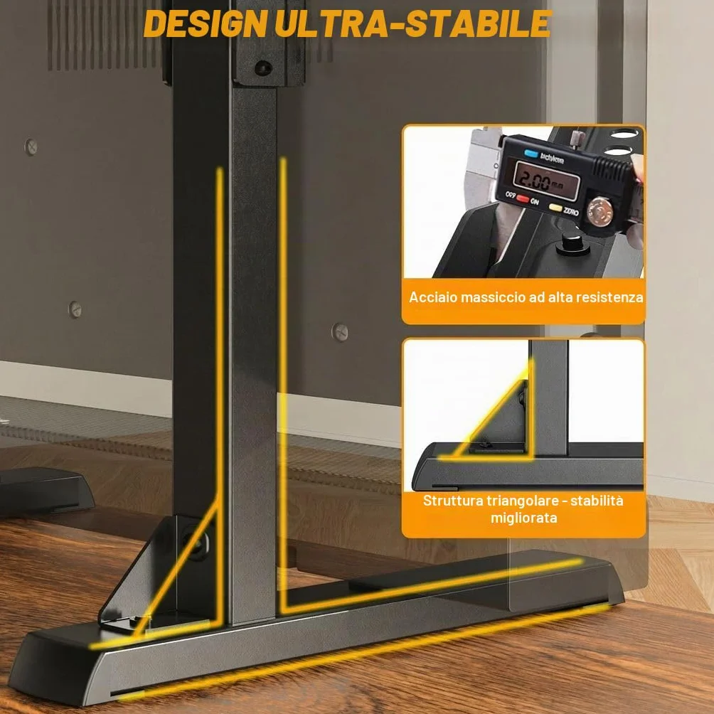 TVON Supporto TV da Tavolo con Piedini TV Regolabili in Altezza, Base Supporto TV con Gestione dei Cavi per TV da 37 a 86 Pollici, Piedini in Acciaio Regge fino a 68 KG, VESA Max 800x600mm