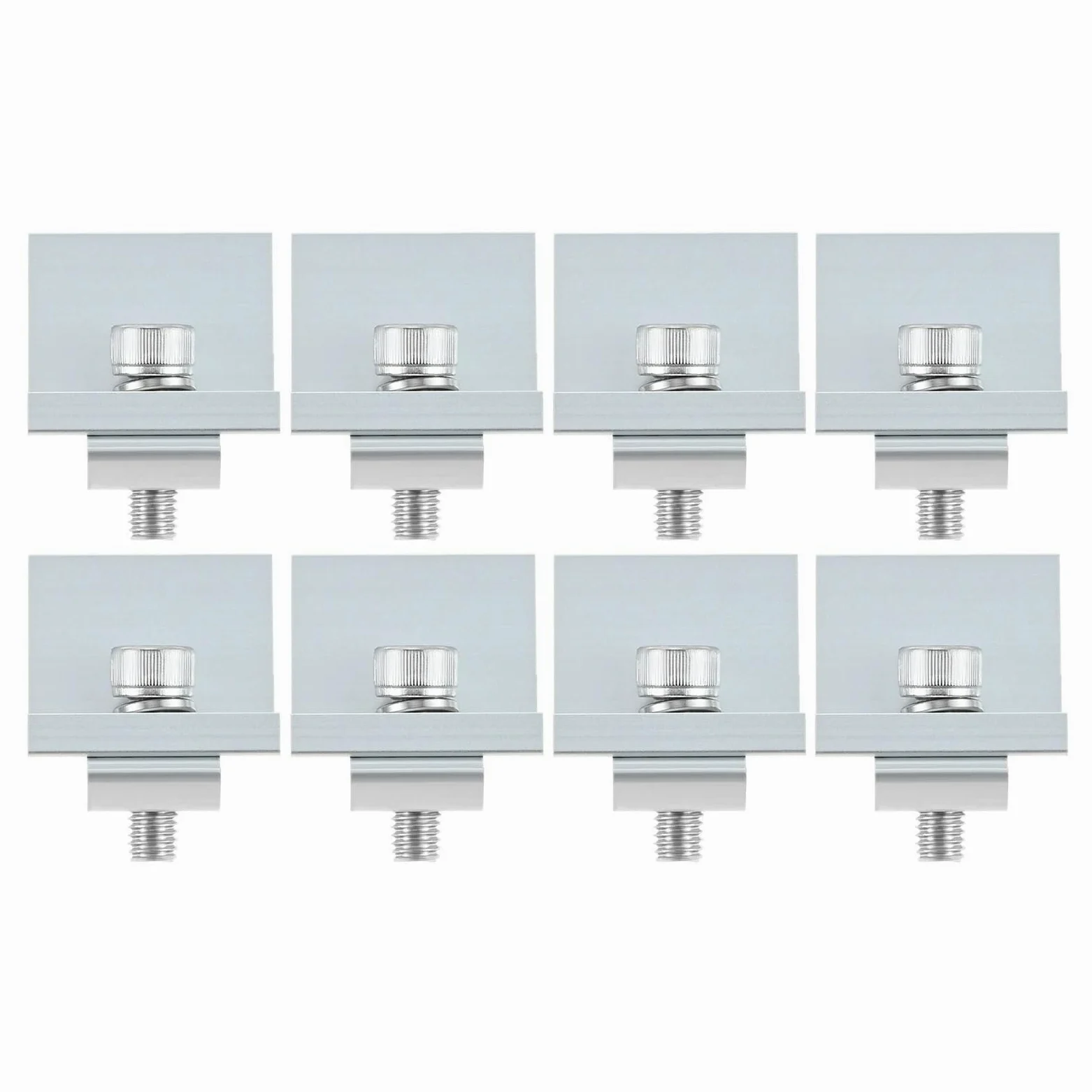 8 clip di supporto per morsetto terminale per pannello solare in lega alluminio, moduli da 30 mm, staffa fotovoltaica fissaggio centrale argento/nero(Silver)