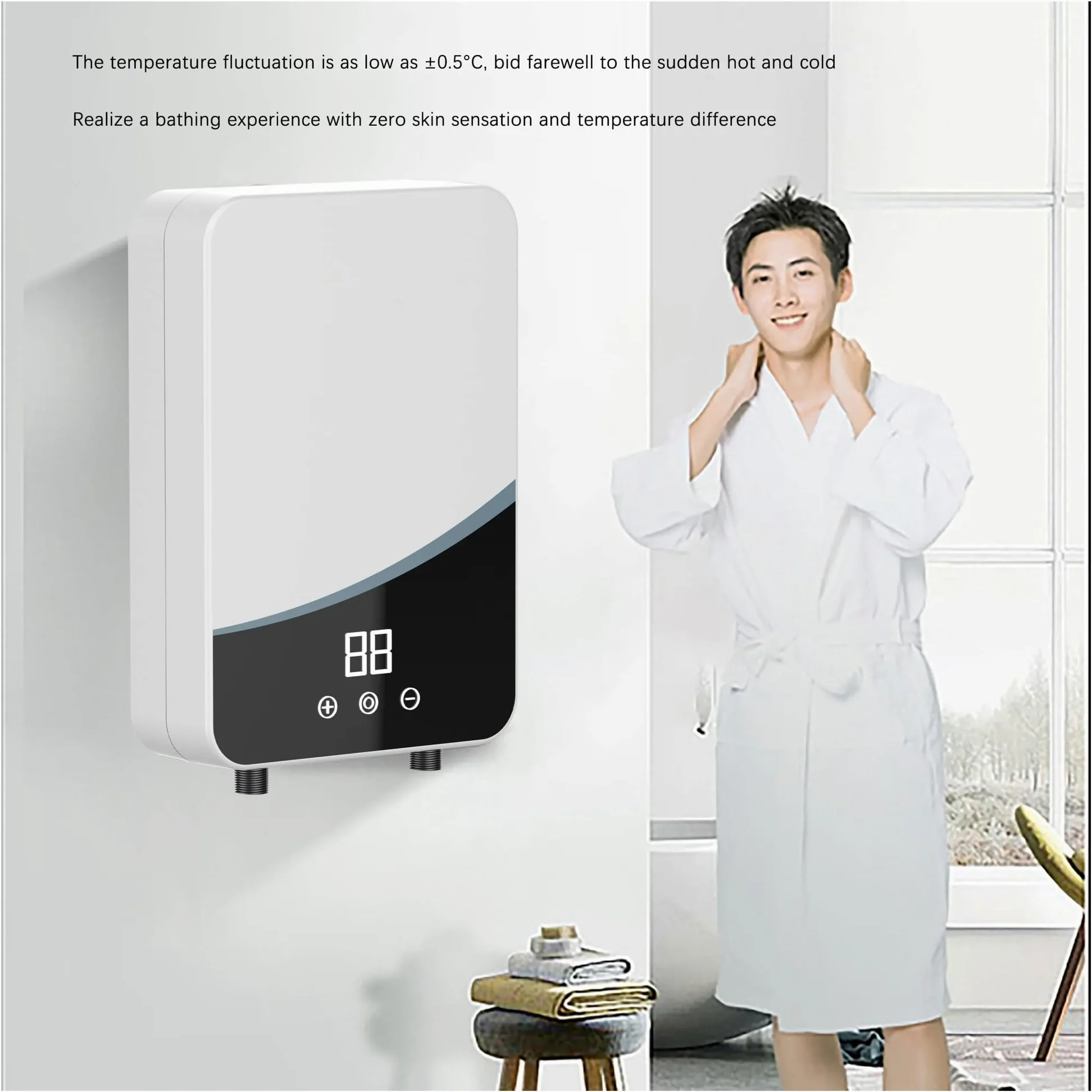 Scaldabagno Istantaneo Senza Serbatoio For Bagno, Scaldacqua Elettrico Istantaneo Da 5,5 KW Con Protezione Automodulante E Surriscaldamento riscaldare rapidamente