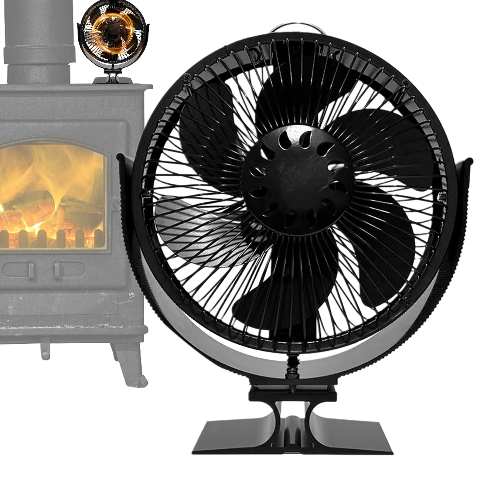 Ventilatore Termico per Stufa a Legna E Forniture Per La Casa | Ventilatore da a Legna con Rotazione a 360 Gradi Utilizzabile In Appartamento, Dormitorio, Ristorante, Affitto