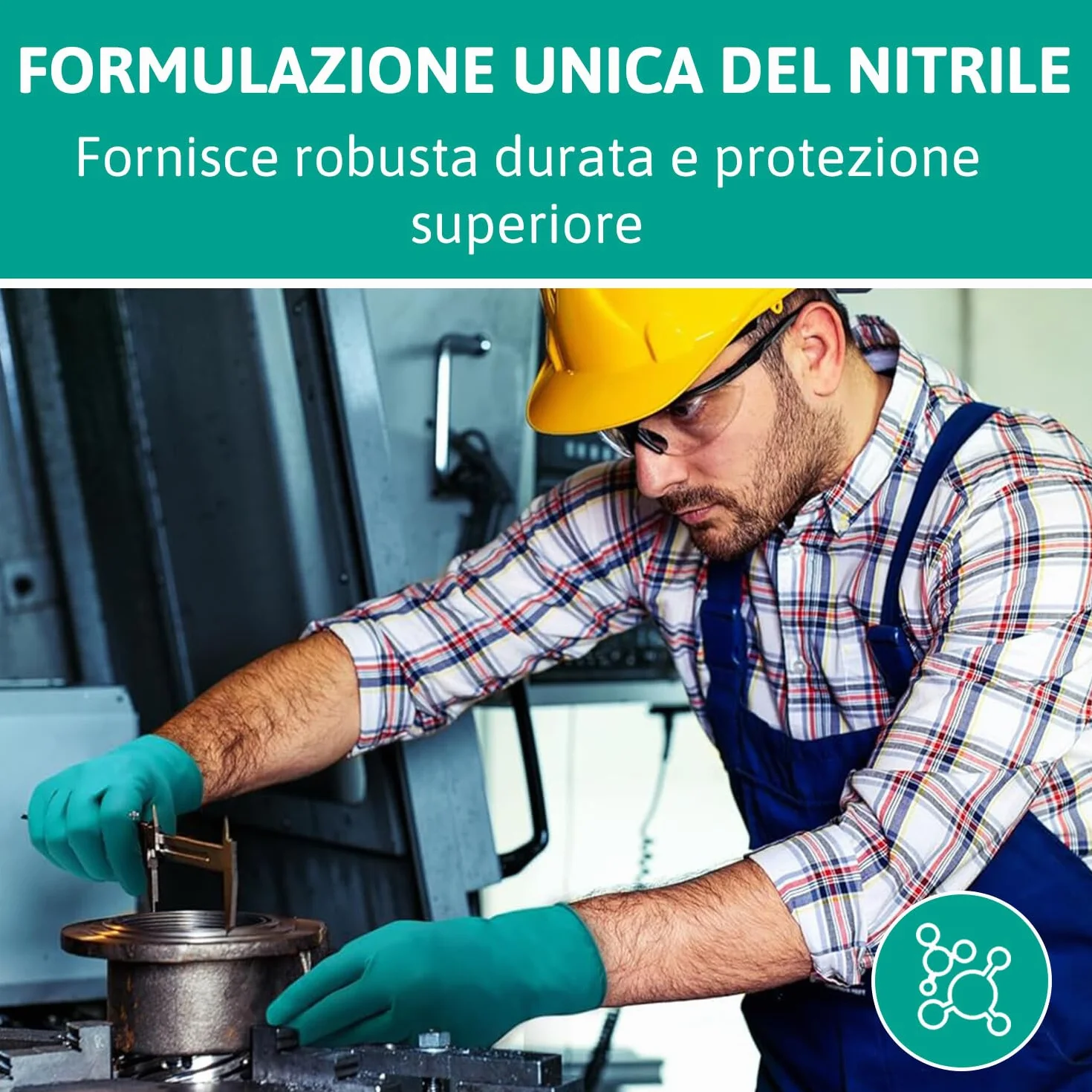 Ansell TouchNTuff 92-600 Guanti Monouso in Nitrile, Senza Polvere, Alta Resistenza Chimica, Verde, Taglia L (100 Pezzi)