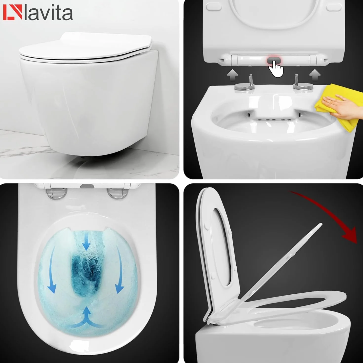 Grohe Elemento zestaw WC: piastra a leva cromata, lavabo Sofi bez obrzeża, sedile WC z cichym domykiem, wspornik ścienny