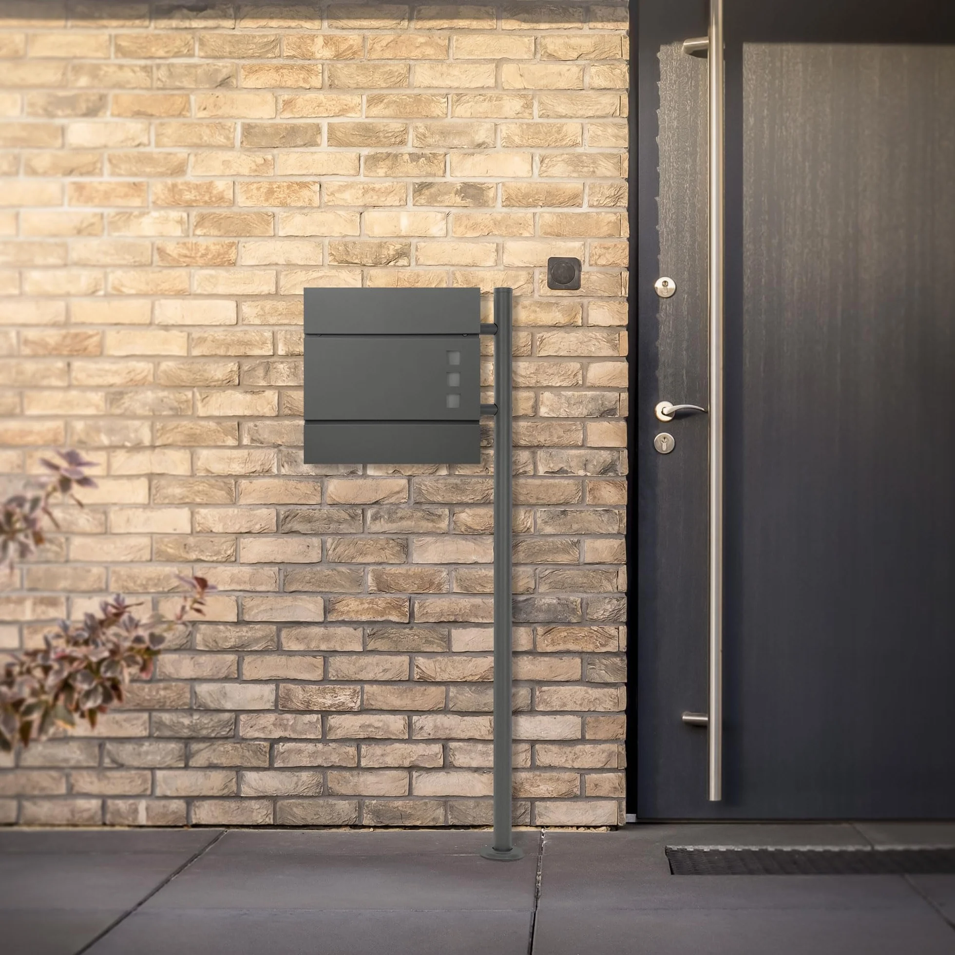 Supporto per Cassetta delle Lettere in Acciaio Inox Verniciato a Polvere Antracite 120 cm