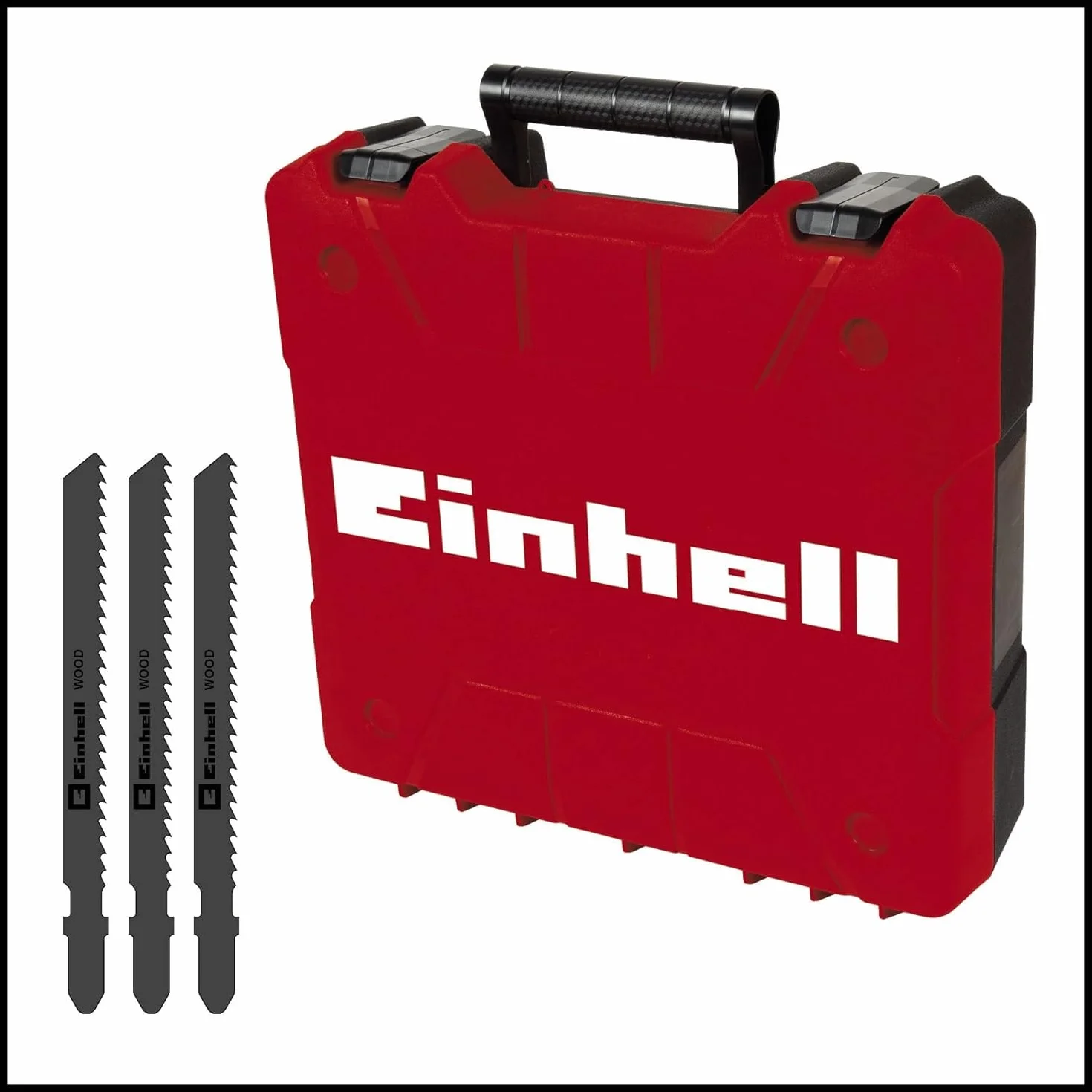Seghetto alternativo Einhell TC-JS 80/1 Kit (550 W, altezza di sollevamento 20 mm, movimento pendolare, profondità di taglio 80 mm in legno, 10 mm in acciaio, 3.000 min-1, incl. 3x lame attacco a T)