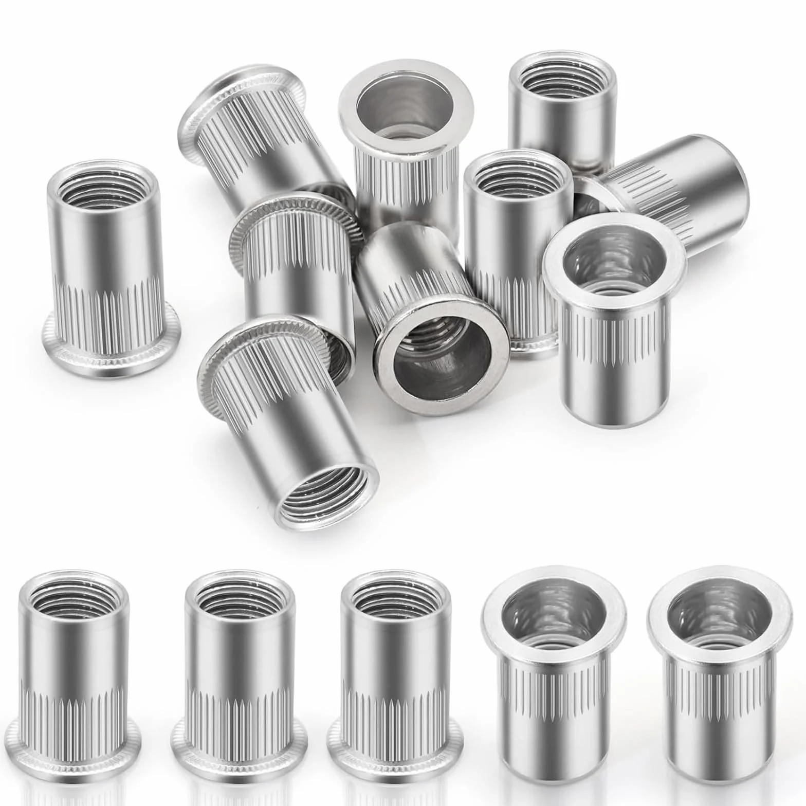 Dadi per rivetti a testa piatta M4 A2 V2A alluminio 50 pezzi