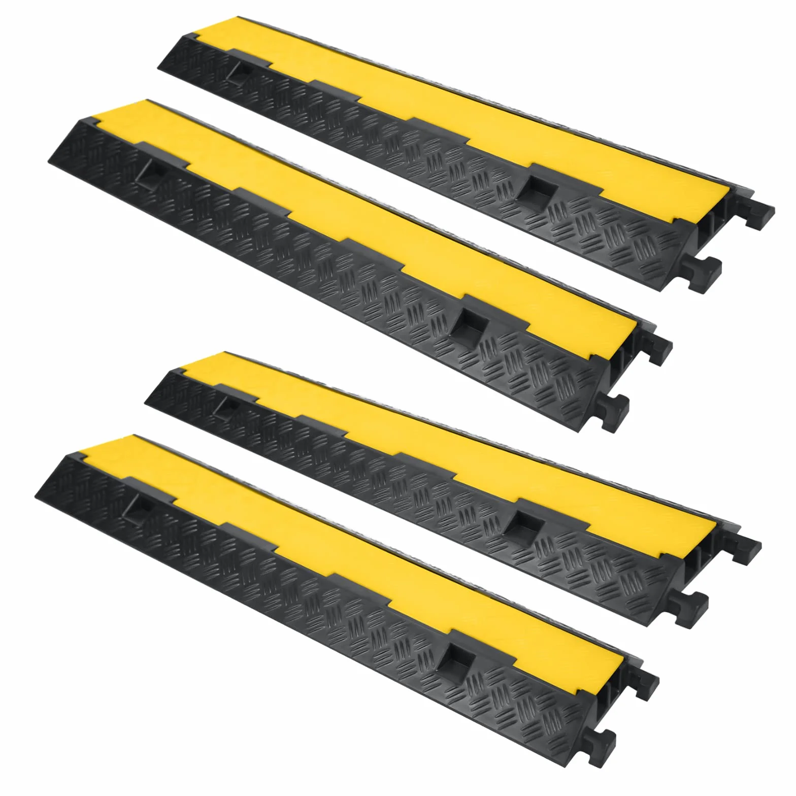 4 ponticelli per pavimento canalina per cavi modulare in gomma 100 x 24 x 5 cm nero/giallo