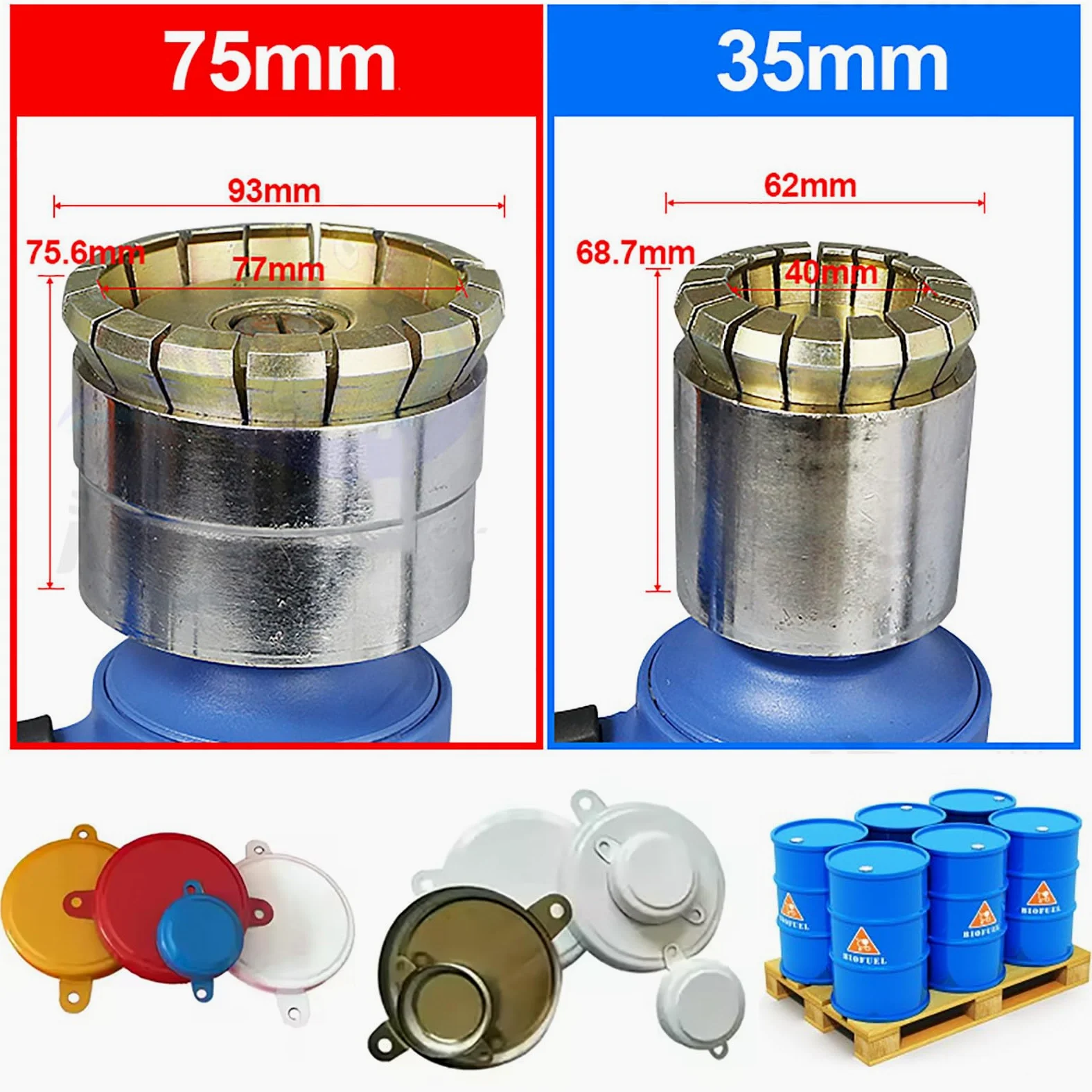 Pinza crimpatrice pneumatica per 55 galloni, pinze tappatrici non elettriche per sigillatura da 30-40 mm e 69-75 mm