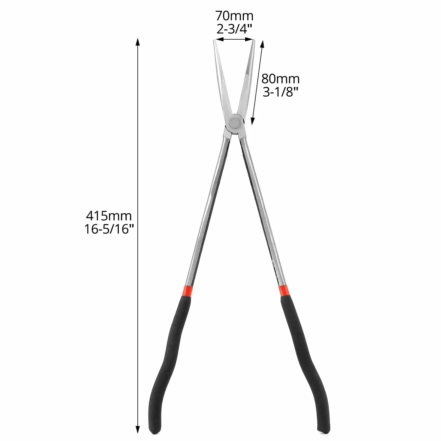 QWORK Pinza a becchi extra lunghi dritta 400 mm acciaio multifunzionale
