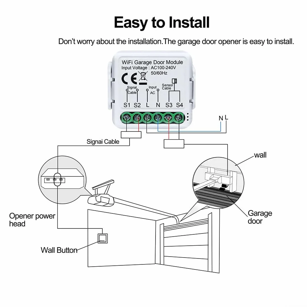 Tuya Smart WiFi Garage Door Controller Timing Interruttore intelligente On-Off App Telecomando controllo accessi