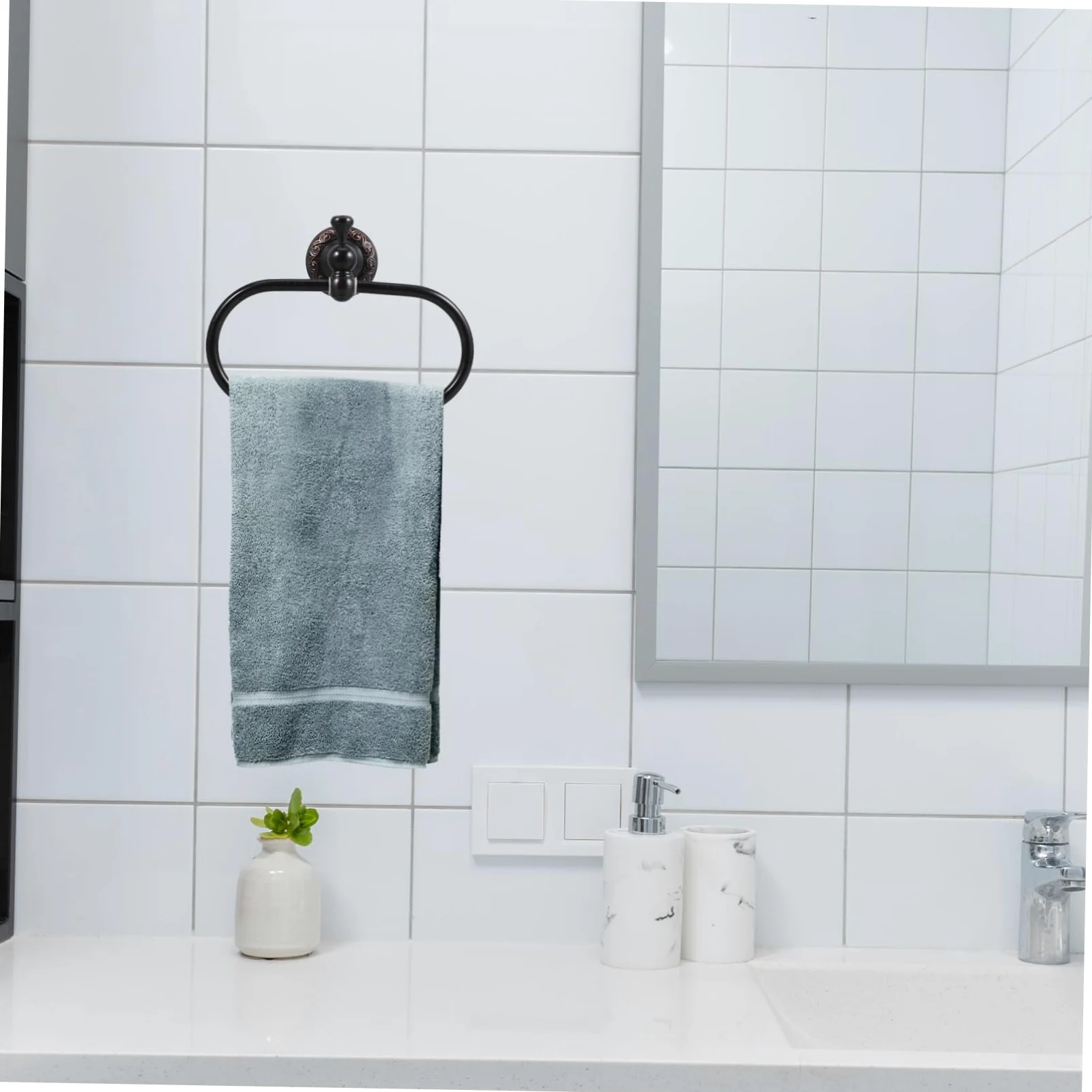 Homoyoyo Anello Portasciugamani in Rame Portasciugamani a Forma Ellittica da Parete per Bagno Appendi Asciugamani Design Moderno per Casa e Cucina
