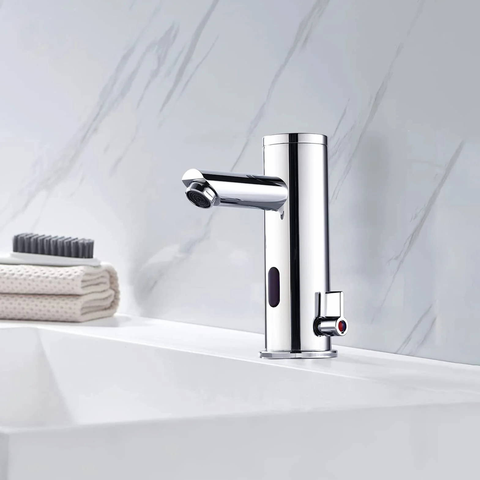 Achelous Rubinetto Automatico Lavabo Bagno con Sensore a Infrarossi Miscelatore Fredda e Calda Cromato
