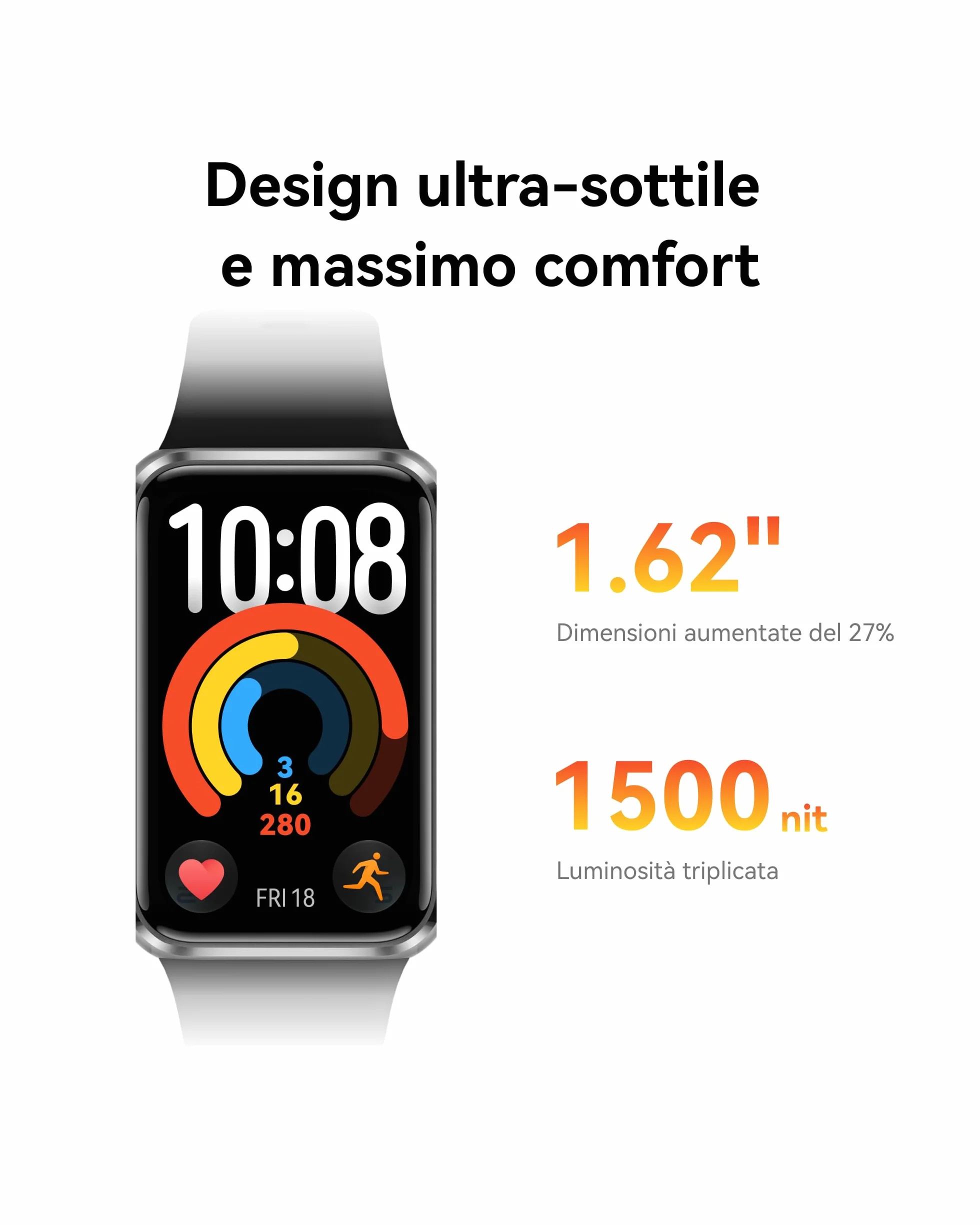 HUAWEI Band 11 Smartwatch, Display da 1.62" Super Luminoso, Fitness Tracker HRV del Sonno Medio, Fino a 14 Giorni, 5ATM Livello di Impermeabilità, Activity Tracker per il Benessere Emotivo, Nero