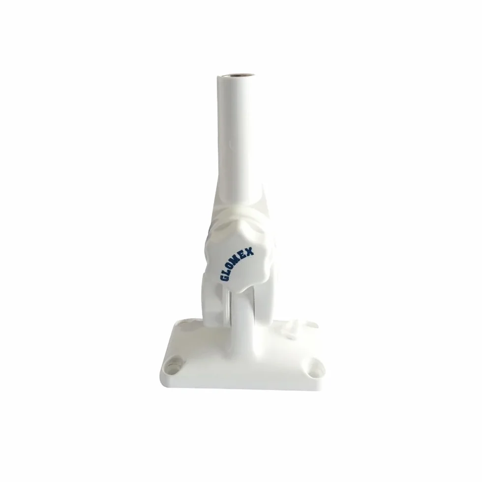 Glomex – Base a Doppio Snodo Glomeasy in Nylon (Bianco), Modello RA135FME – Bloccaggio a Manopola, Passacavo Impermeabile, Filettatura 5/8"x24, Per barche a vela, motore, gommoni, yacht