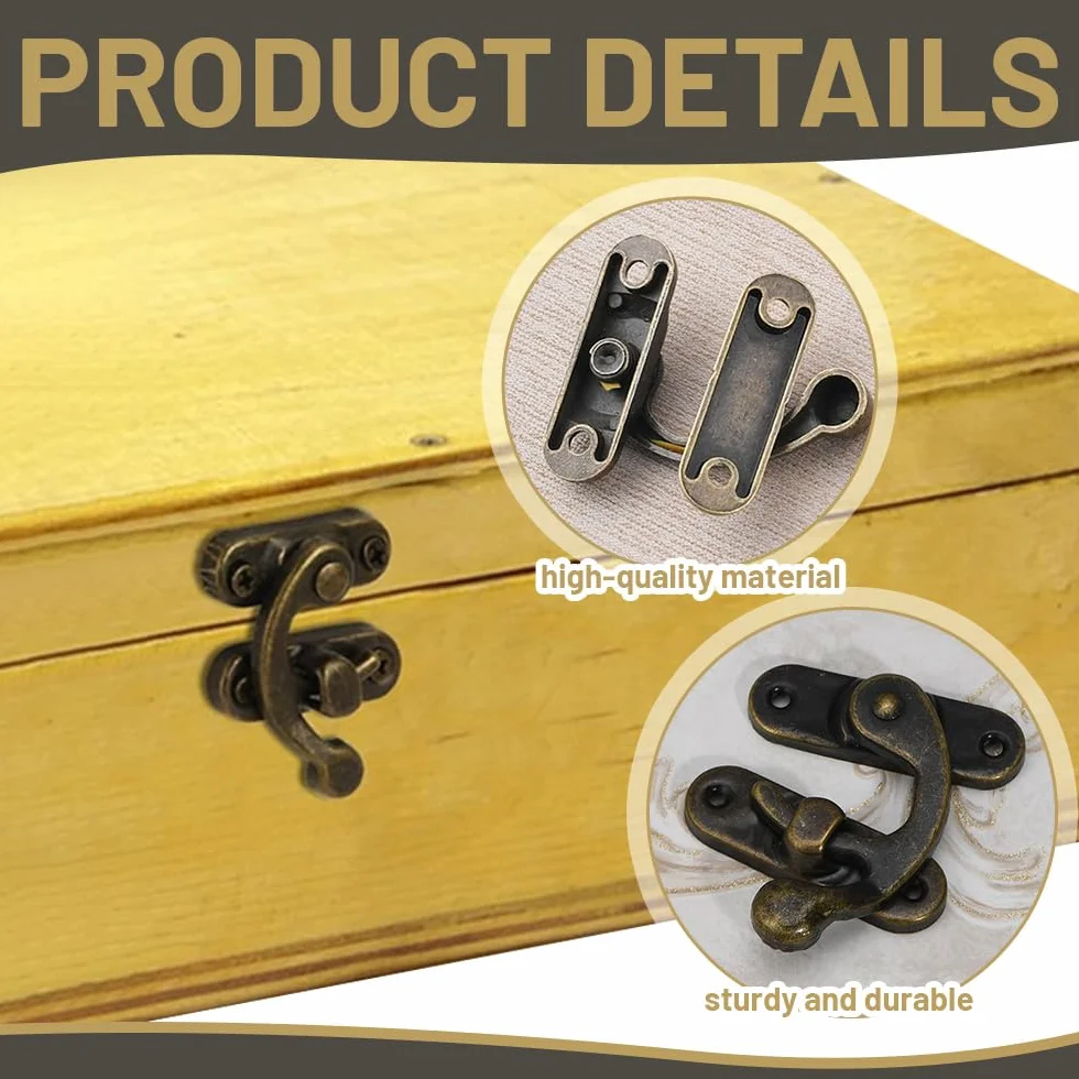 Antico Hasp Gancio 10 Pezzi, Oro Bronzo Scatola Di Legno Hasp, Per Portagioie Scatole Regalo