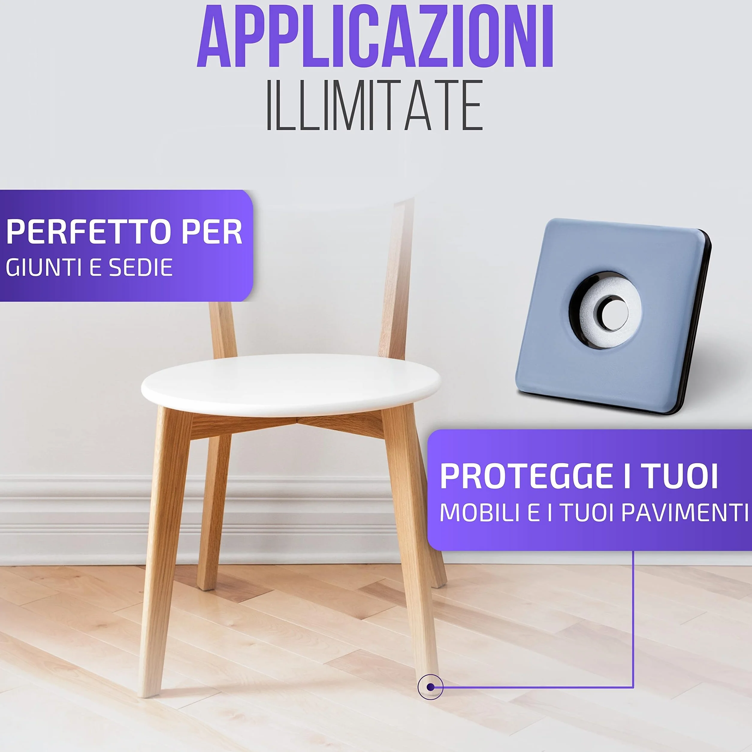 Piedini per mobili in Teflon 26 pezzi 25x25 mm quadrato avvitare PTFE con viti