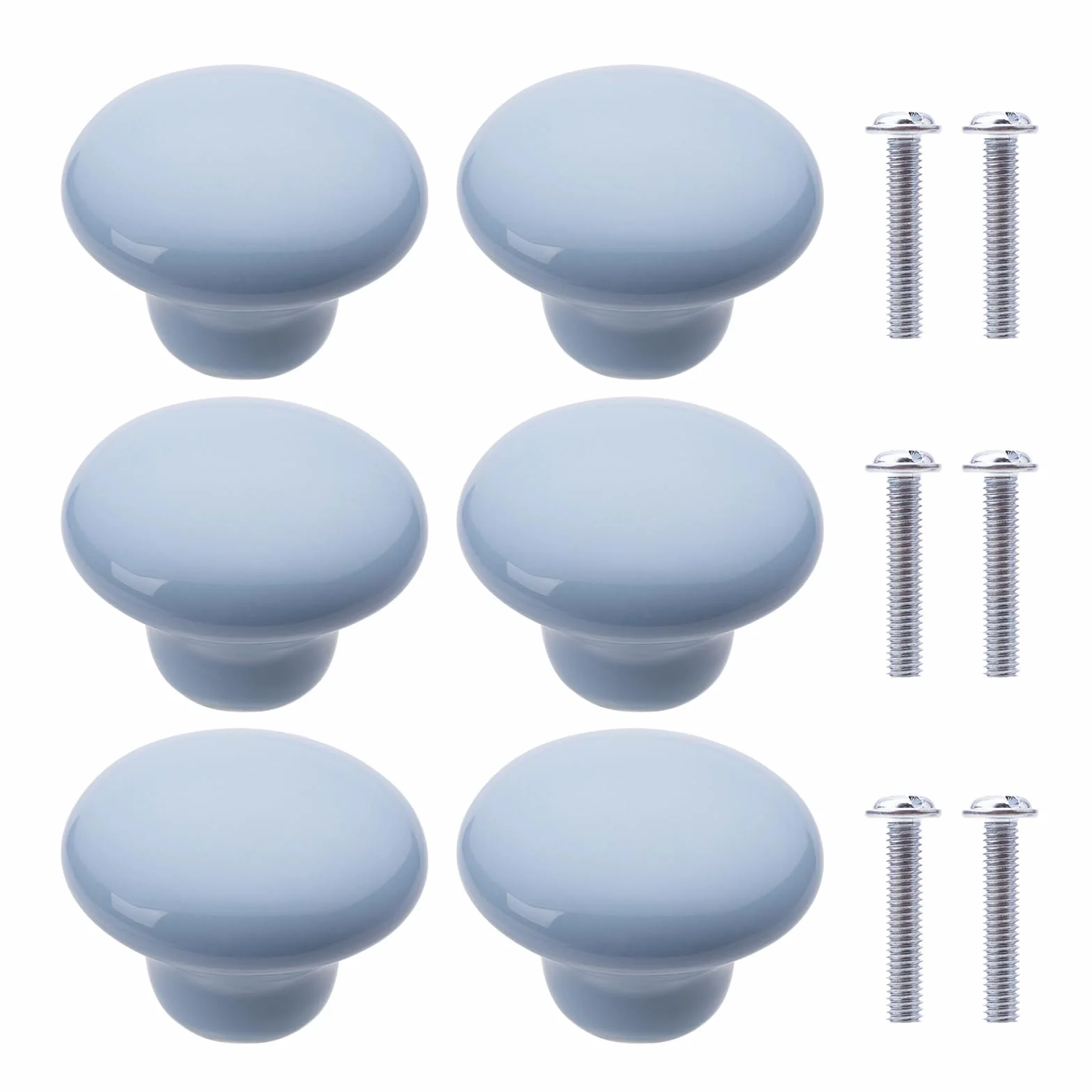NAKUPENDA 6Pcs Ceramica Manopole per Mobili Pomelli Cassetti Rotonde Azzurro