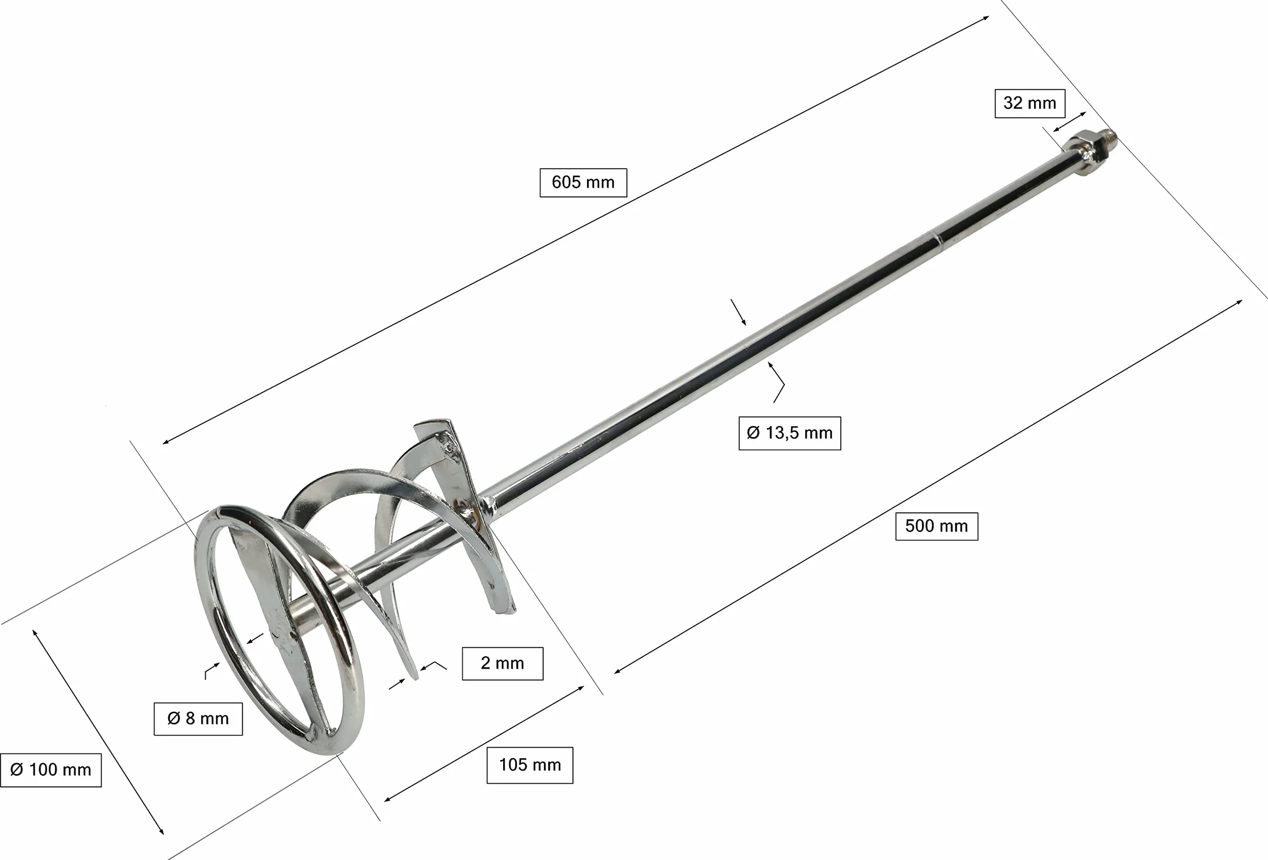 KOTARBAU® Miscelatore per malta a spirale, 100 mm, filettatura M14, per cemento, intonaco, colori, cestello di miscelazione, agitatore a chiocciola, agitatore per vernice, frusta per gesso