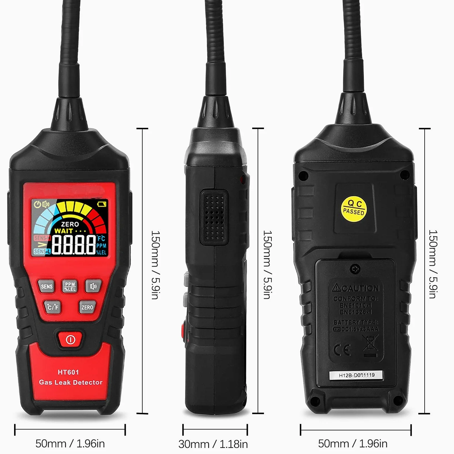 Misuratori della qualità dell'aria, Analizzatore di gas digitale rilevatore di perdite di gas PPM Tester naturale infiammabile e infiammabile del tester naturale e allarme luminoso HT601A HT601B 9999