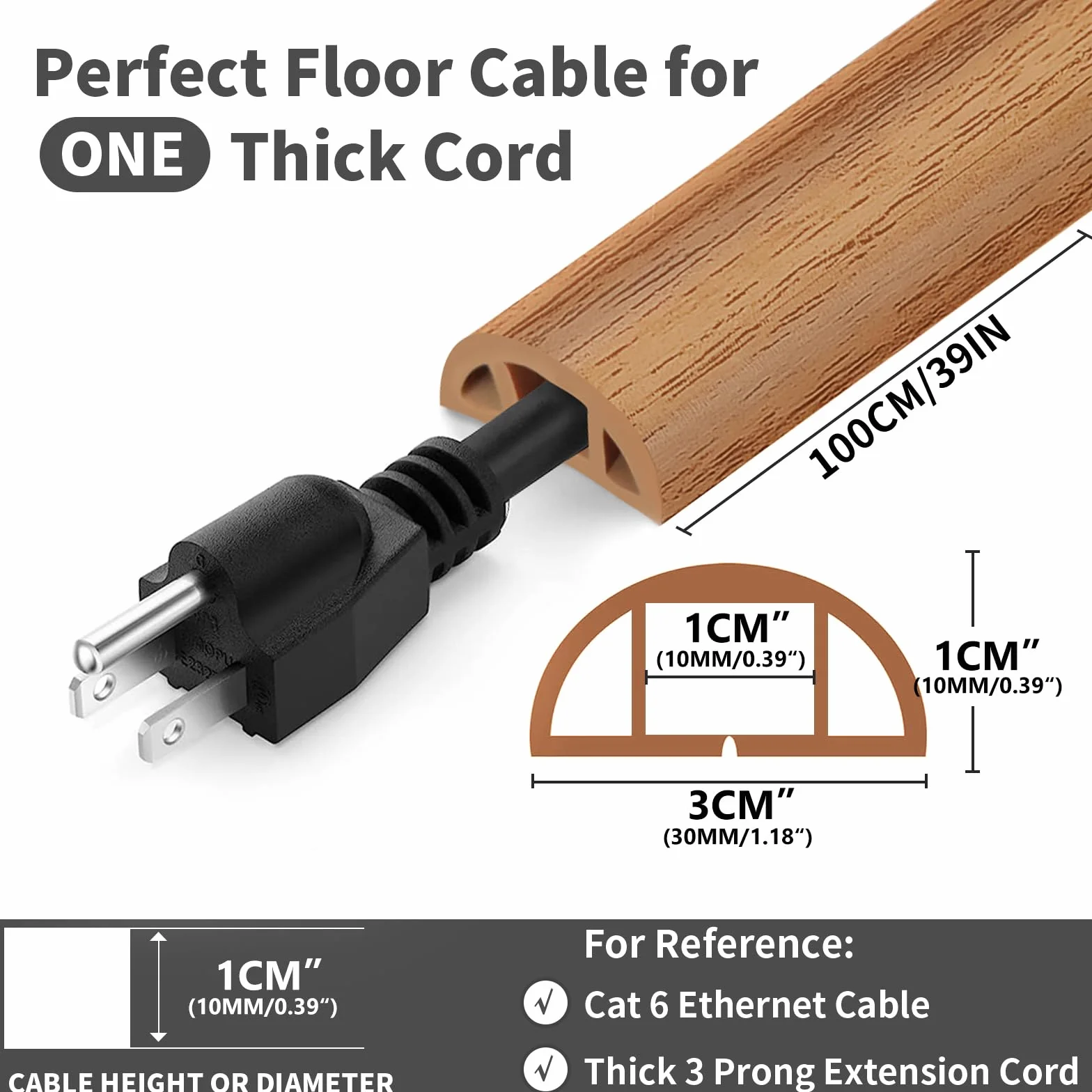 Protezioni per Cavi a Pavimento Autoadesivo 5M x3cm Copricavi Passacavo Grana legno gialla