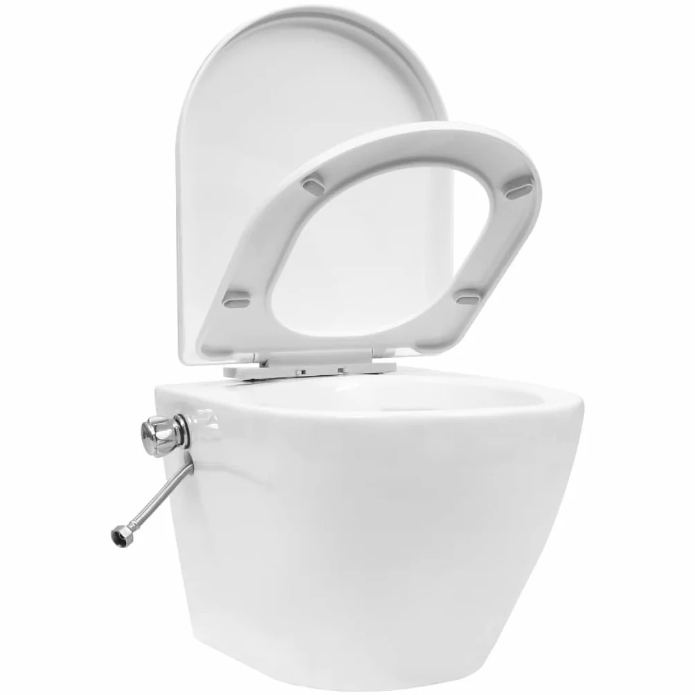 vidaXL Toaleta Podwieszana Bezramowa z Funkcją Bidet Ceramika Biała