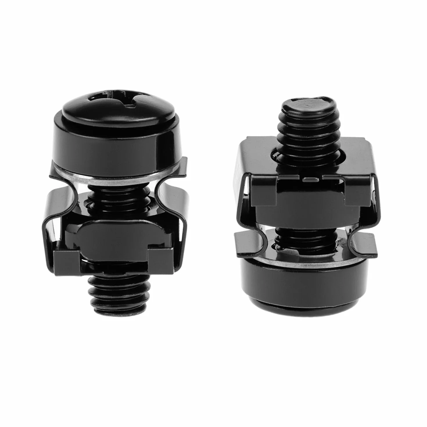 QWORK Set di 20 viti a dado M6 per armadi di rete, compatibile con rack da 19/10 pollici, acciaio nero
