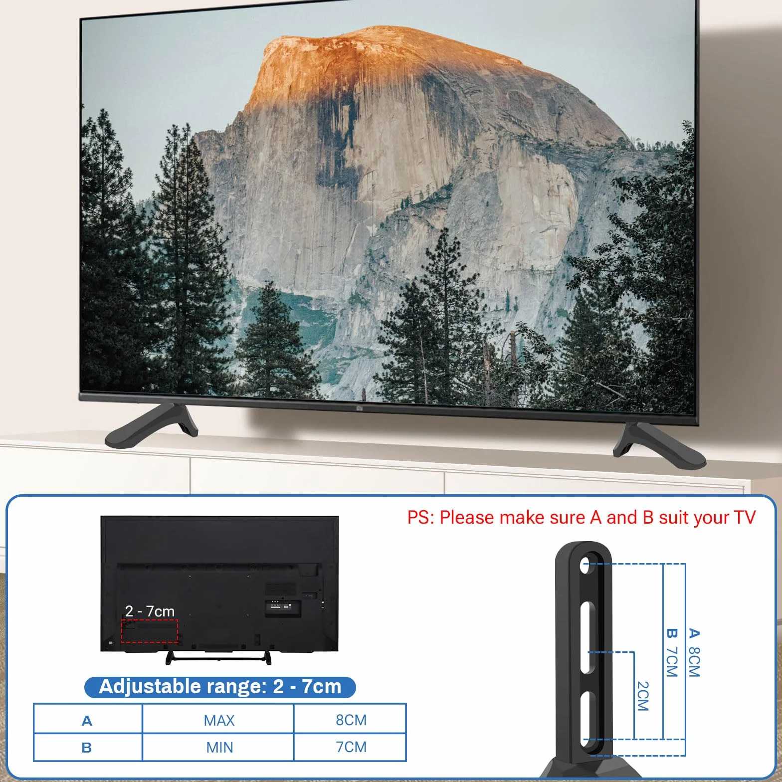 Supporti per TV, supporti universali per TV per televisori da 32-65 pollici, piedistallo stabile, coppia di piedi per TV piatta curva Smart TV LCD LED supporto per TV TCL
