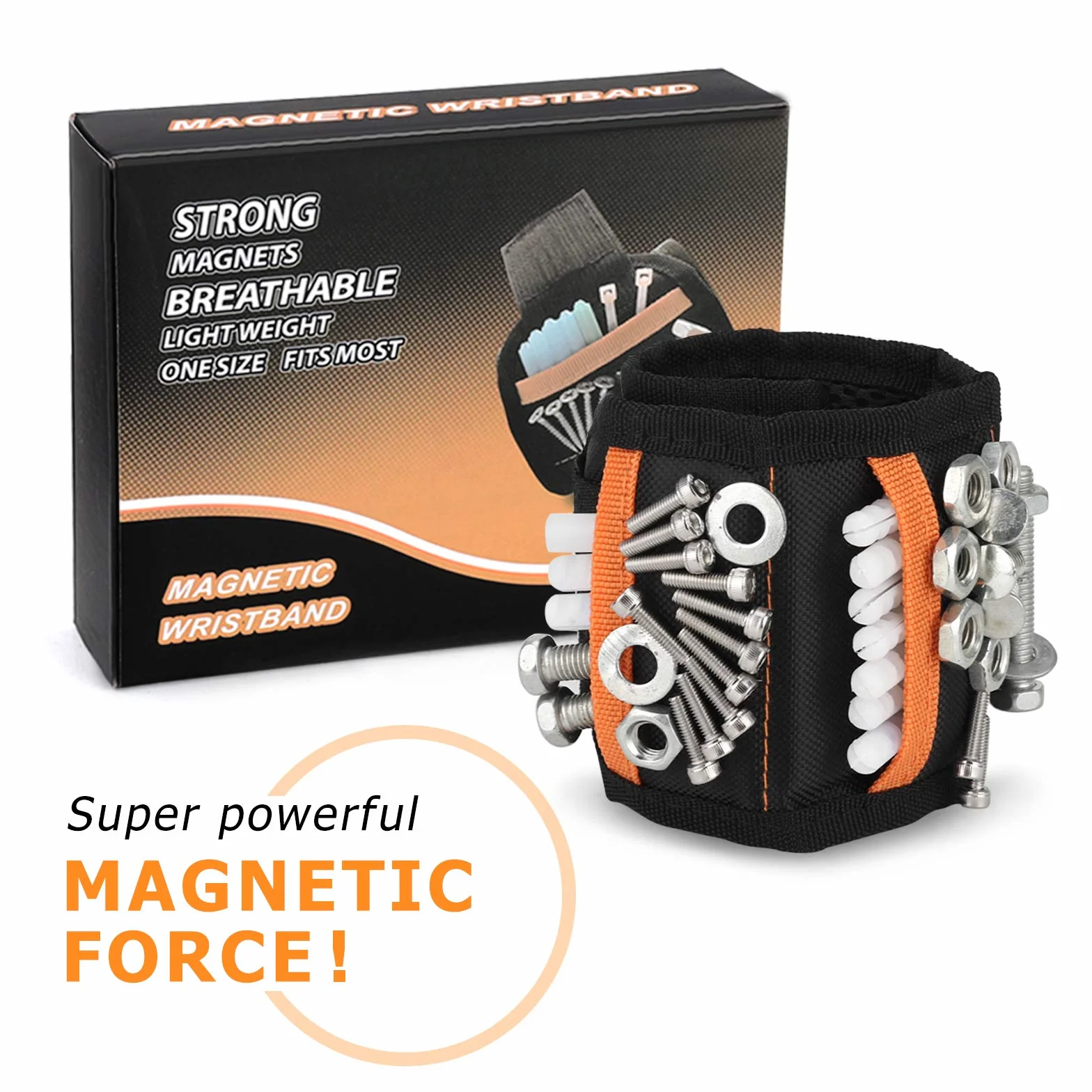Bracciale Magnetico Uomo con 15 Magneti Super Forti per Fissaggio Viti Chiodi Attrezzi