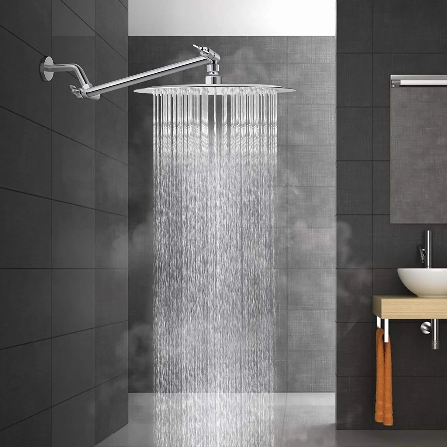 Voolan Soffione Doccia 25cm Inox 304 Alta Pressione Cromo
