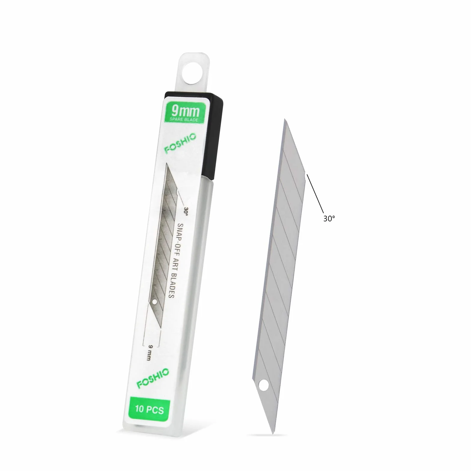 FOSHIO 50 Pezzi 9mm Coltello a 30 Gradi in Acciaio al Carbonio Cutter Lame