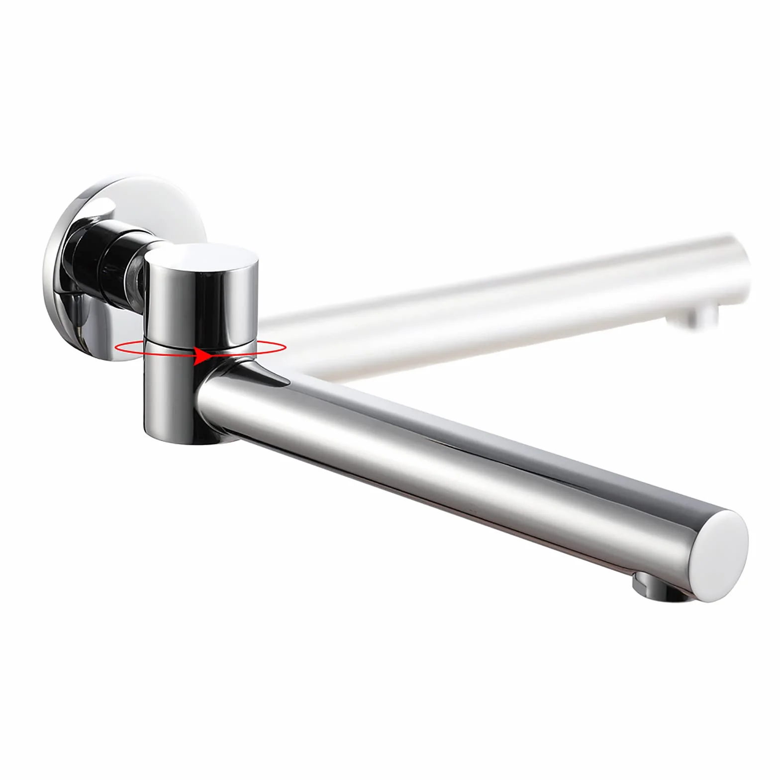 Bocca per Vasca da Bagno Rotazione di 180° Bocca Vasca Ottone Montaggio a Parete Bocca di Erogazione Vasca Tondo Bocca Erogazione Rubinetto Vasca, G1 / 2,Cromo