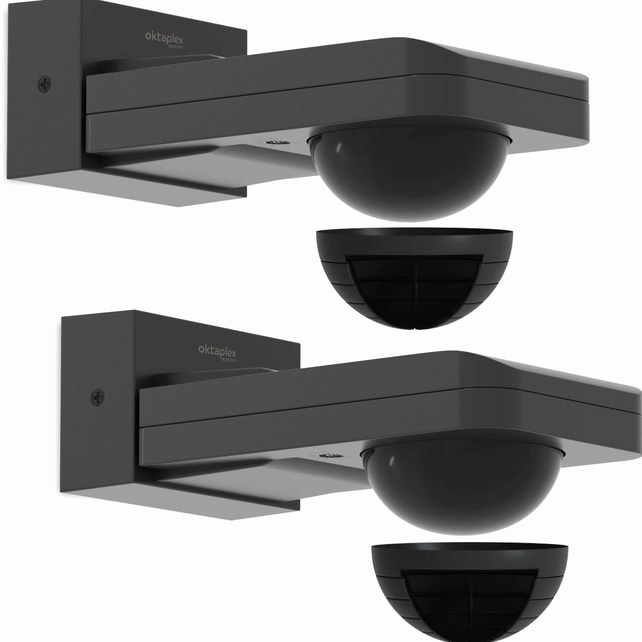 Oktaplex Tea set da 2 sensori di movimento per esterni antracite 9 m | Sensore di movimento da superficie orientabile 360 ​​gradi 9 m IP65 230 V per soffitto e parete