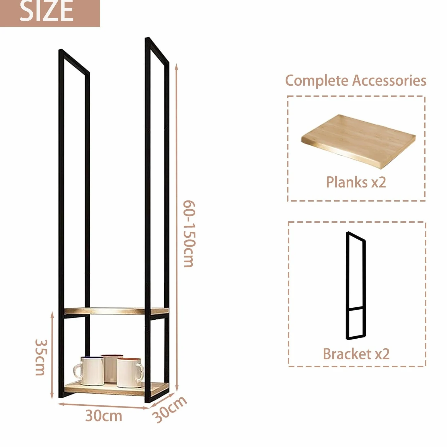 Scaffale sospeso in legno, 2 mensole da soffitto per piante e vino, salvaspazio, cucina per casa e ufficio, ideale per decorazioni e soluzioni di archiviazione