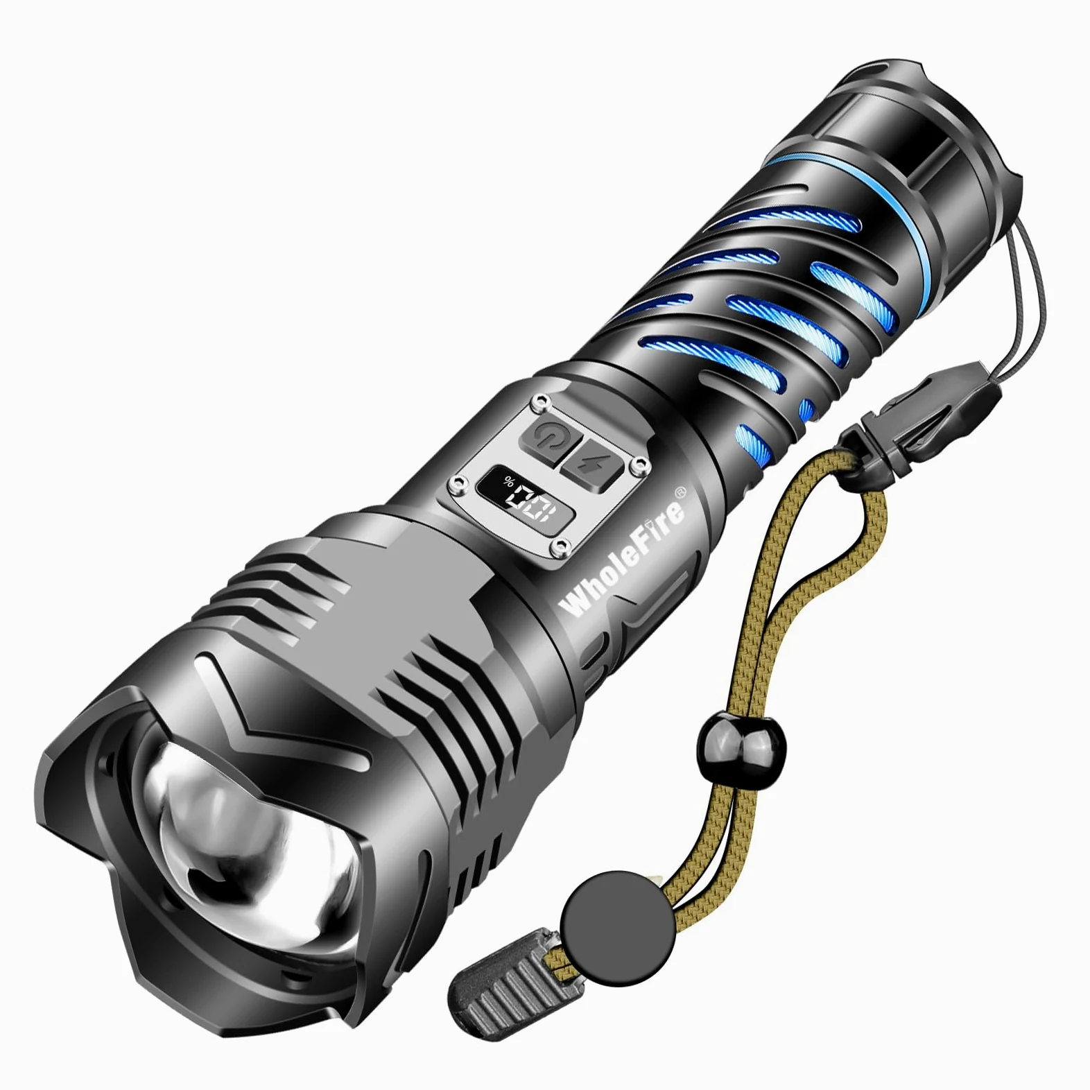 Torcia a LED ricaricabile, torcia a LED, estremamente luminosa, 150000 lumen, IP65, impermeabile, alimentata a batteria, torcia USB per le emergenze all'aperto, campeggio
