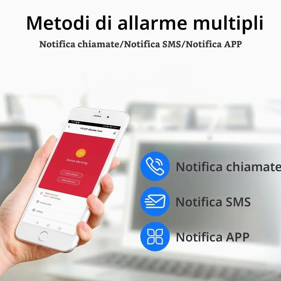 XNY Allarme Casa Wifi, Antifurto Casa wireless, Kit Allarme Casa Senza Fili 4G con APP Alert, Rilevatore di Movimento, Sensore Finestra Porta, Telecomando, Sirena (PG-108-4G-F)