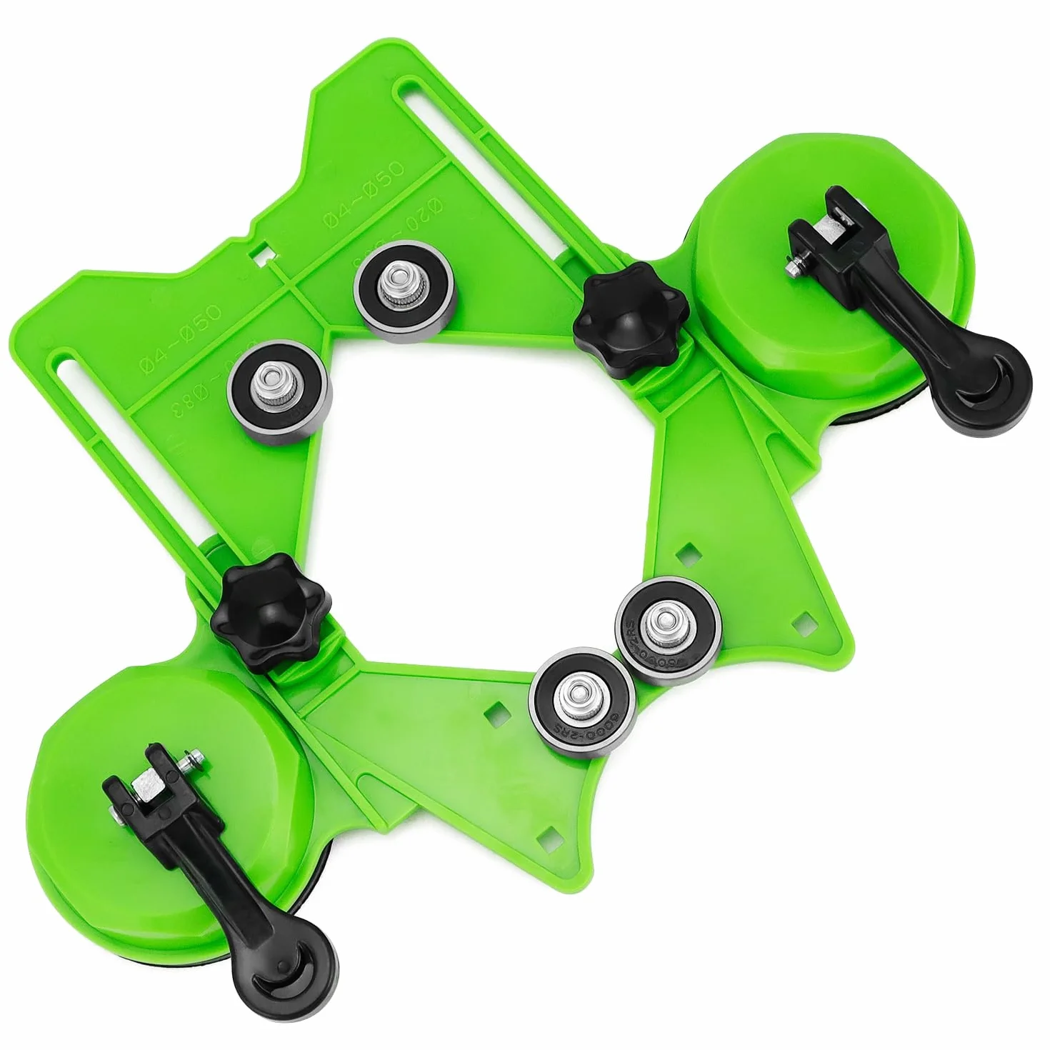 QWORK Localizzatore di Fori per Punta da Trapano 4-83 mm Punzone Regolabile con Base a Vuoto Taglierina per Piastrelle Diamantata Vetro Marmo