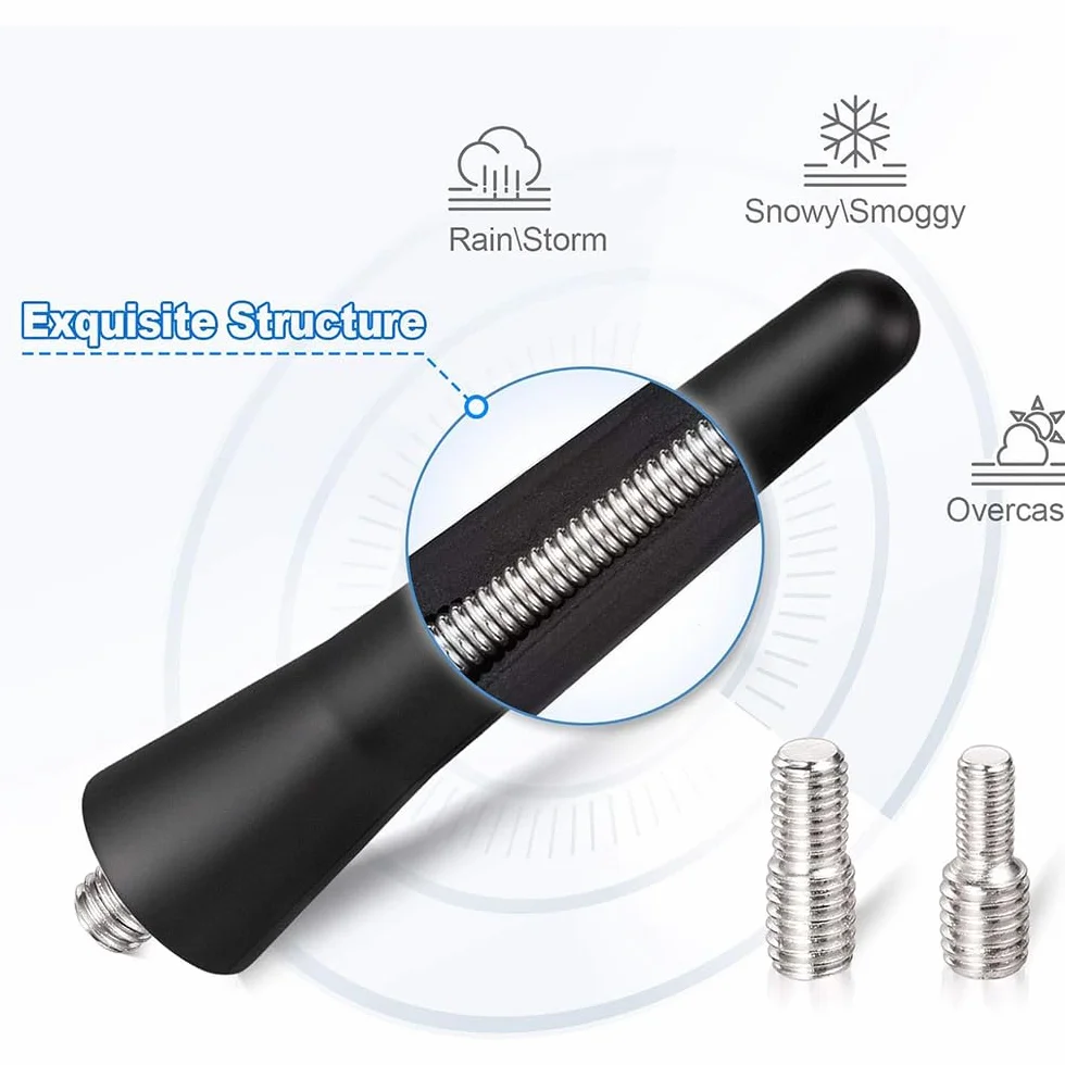 Mini Antenna Corta per Suzuki Swift SX4 Vitara Jimny S-Cross, Antenna Tetto con 3 Viti M4/M5/M6, per Ricezione Radio FM/AM Forte Funzione di Ricezione
