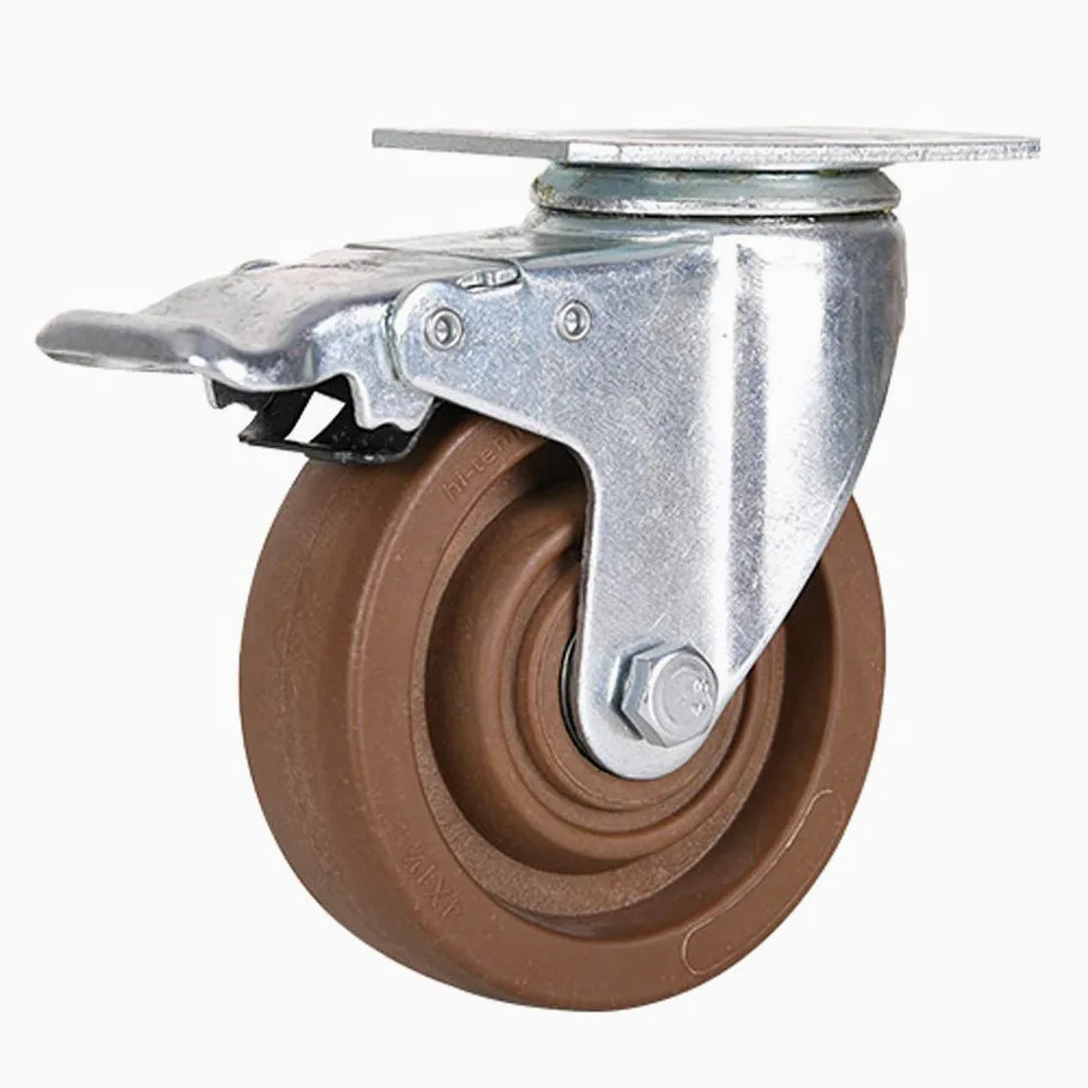 Ruote in Nylon Resistenti da 75 mm, 100 mm e 125 mm, capacità di carico 400-480 kg, silenziose, industriali, girevoli, con Freno, per mobili da Fabbrica, carrelli e forni (3'', 4'', 5'').