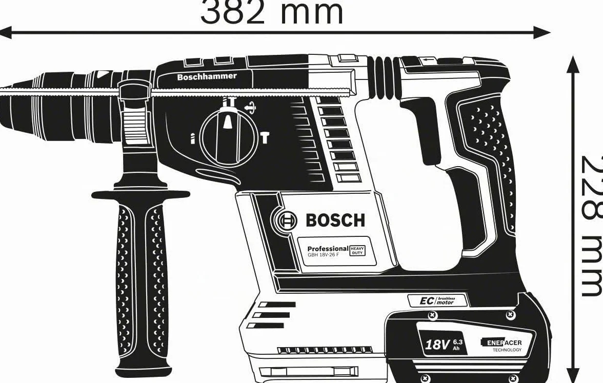 Bosch Professional GBH 18V-26 F Martello perforatore a batteria 18V con lampada GLI VariLED, 2x 4.0Ah, GAL 18V-40, set Amazon Exclusive