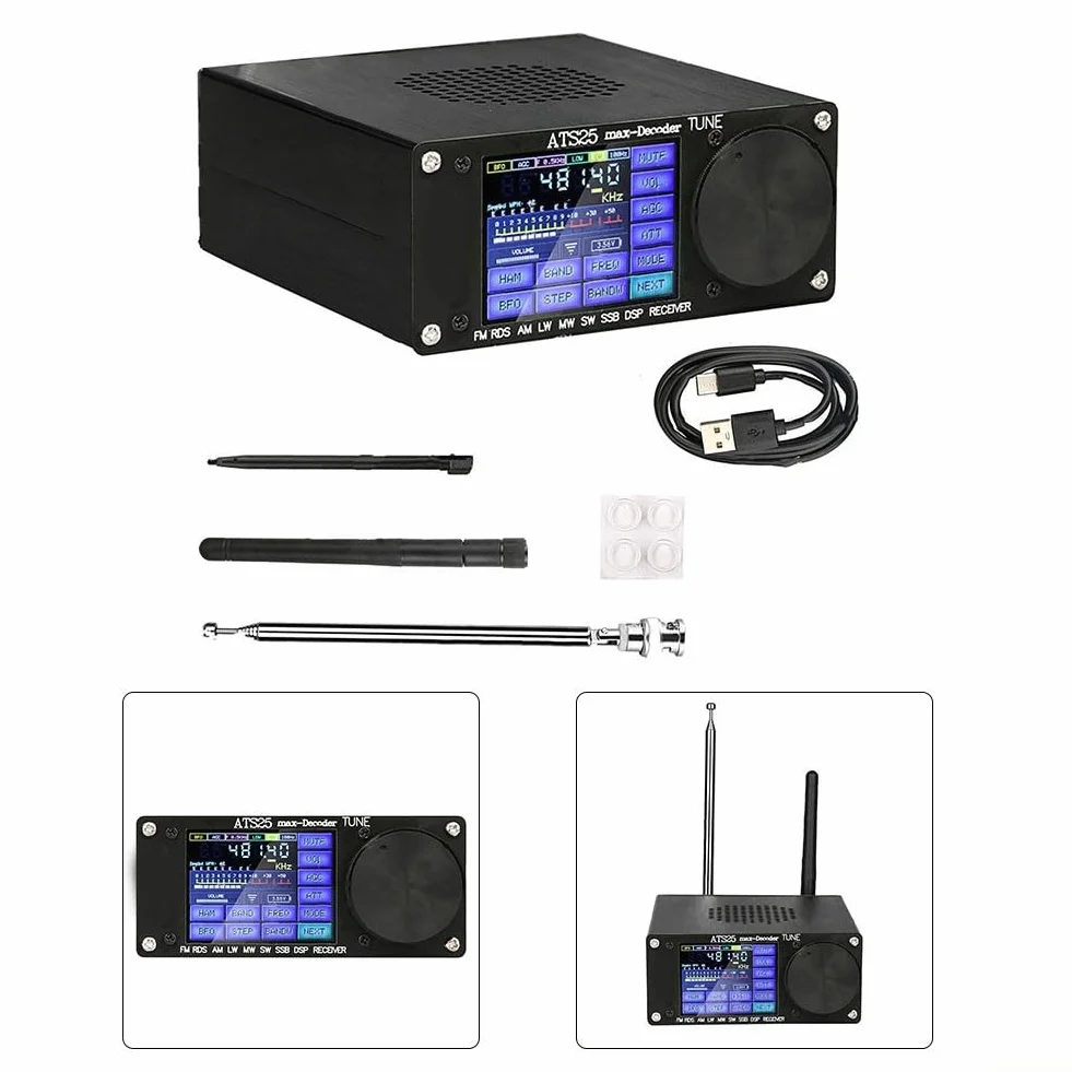 ATS-25max-Decoder Si4732A10 Full-Ba N D Supporto ricevitore CW FT8 FT4 SW per MW con cavo dati di ricarica TYPE-C